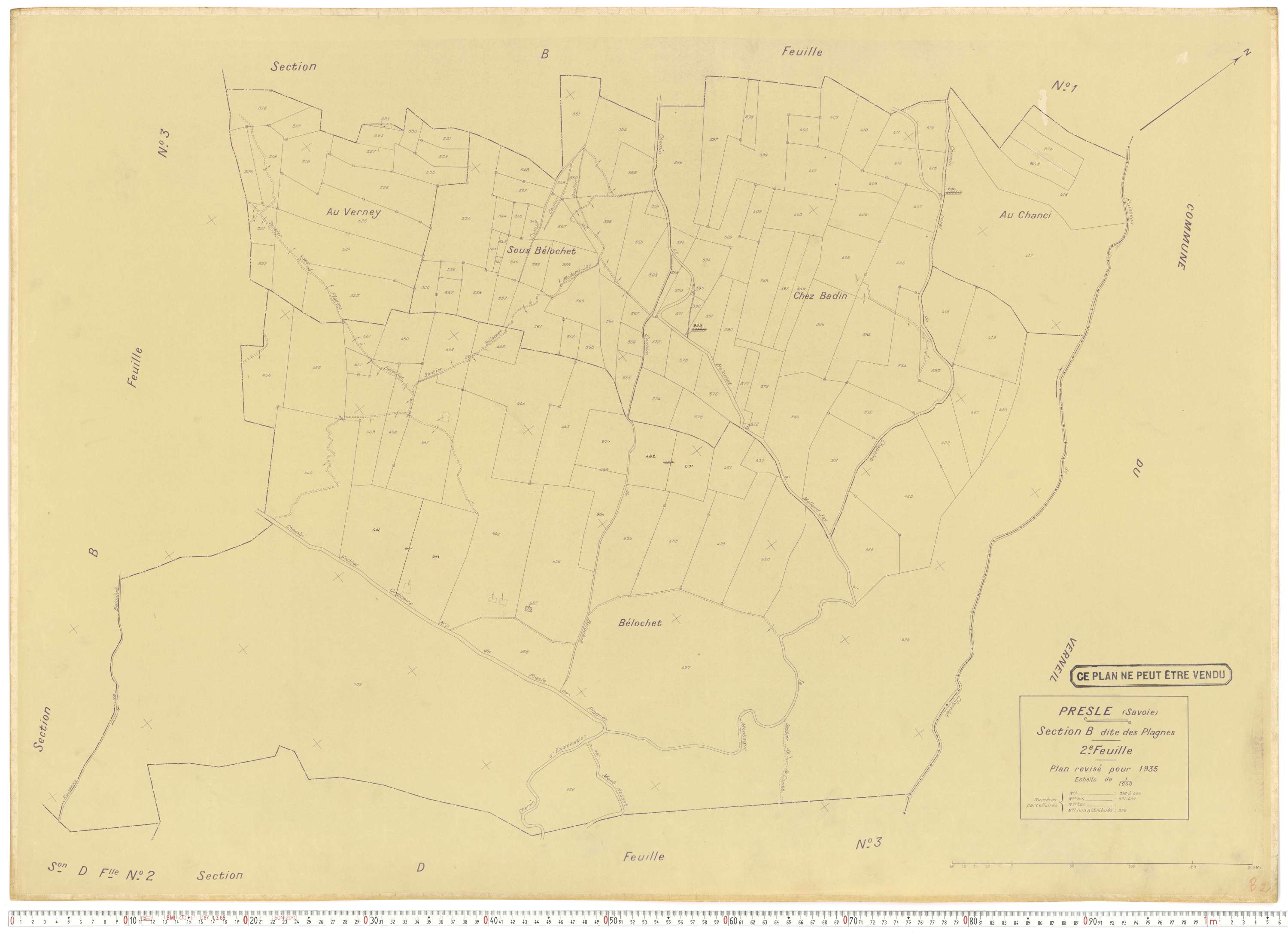 Presle - Plans cadastraux du cadastre rénové en 1935 et mis à jour en 1988.