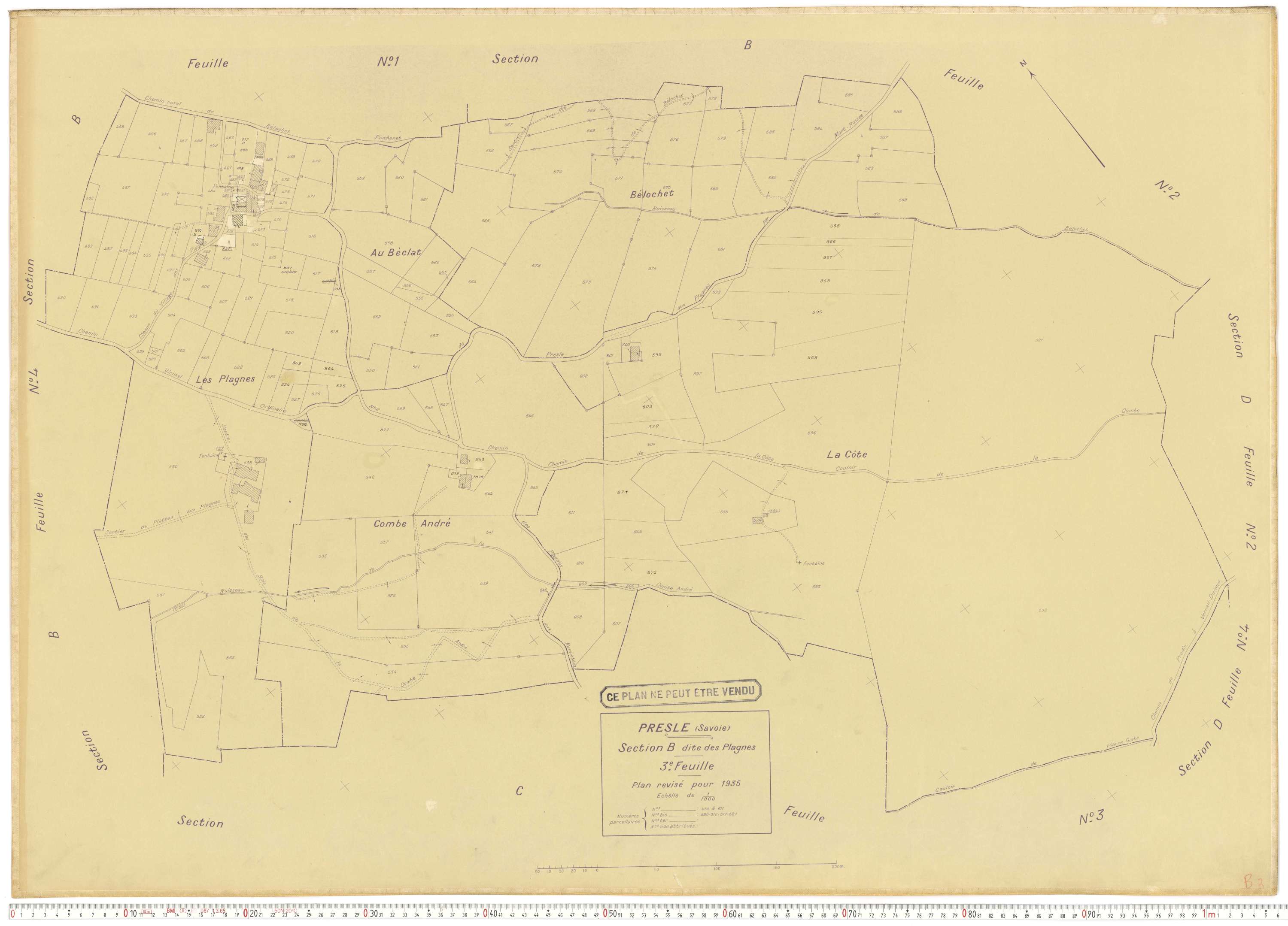 Presle - Plans cadastraux du cadastre rénové en 1935 et mis à jour en 1988.