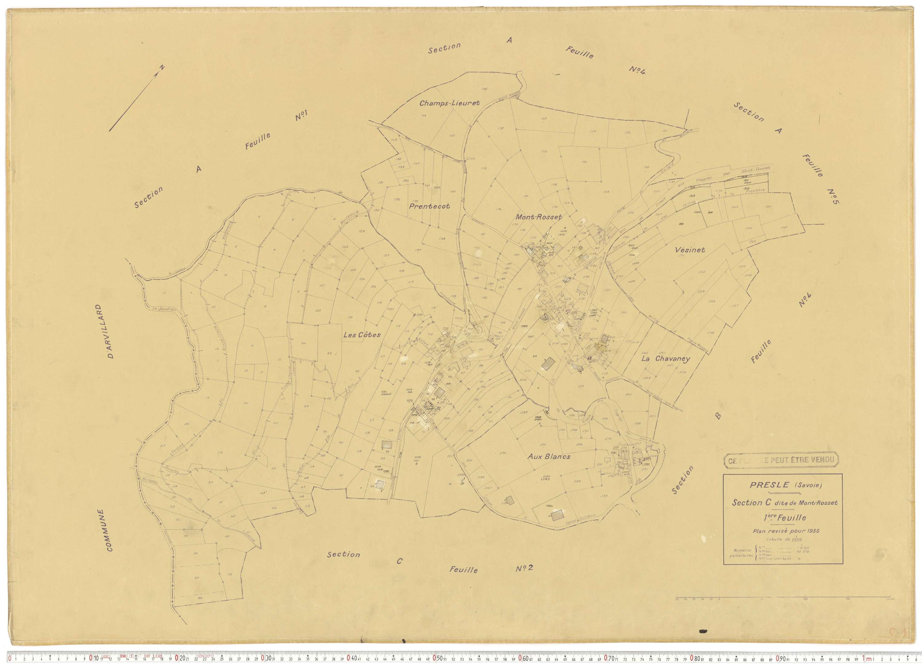Presle - Plans cadastraux du cadastre rénové en 1935 et mis à jour en 1988.