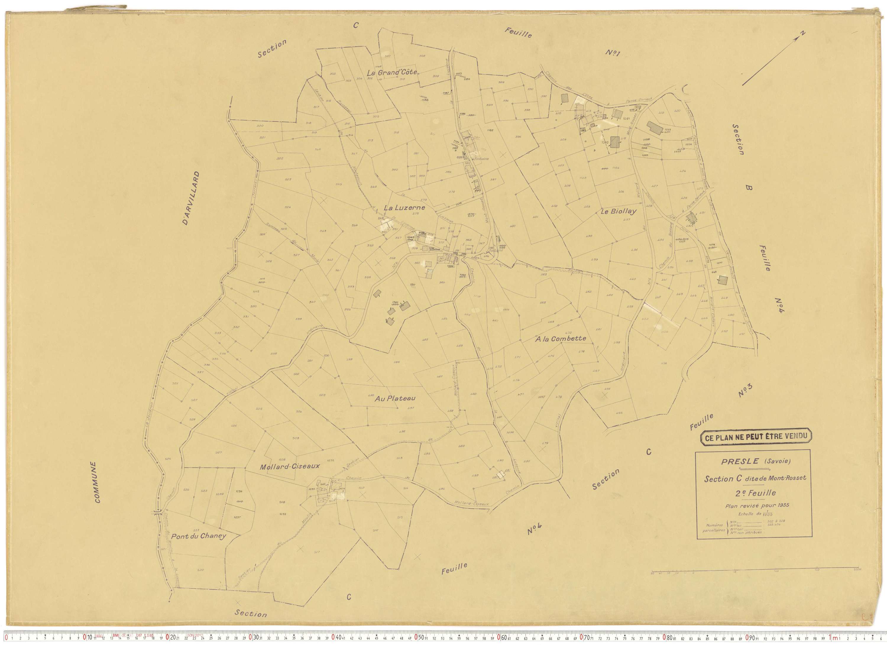 Presle - Plans cadastraux du cadastre rénové en 1935 et mis à jour en 1988.