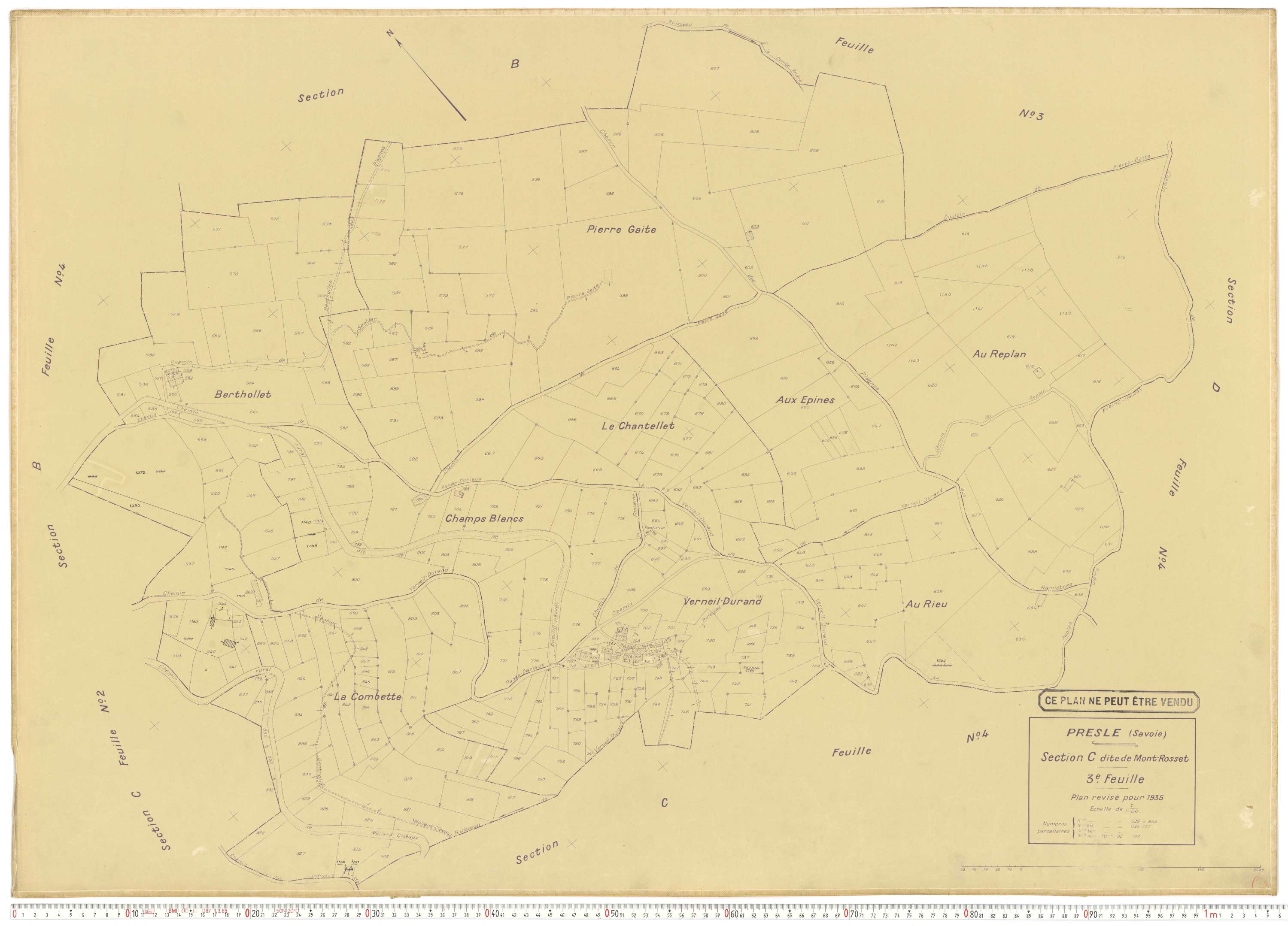 Presle - Plans cadastraux du cadastre rénové en 1935 et mis à jour en 1988.