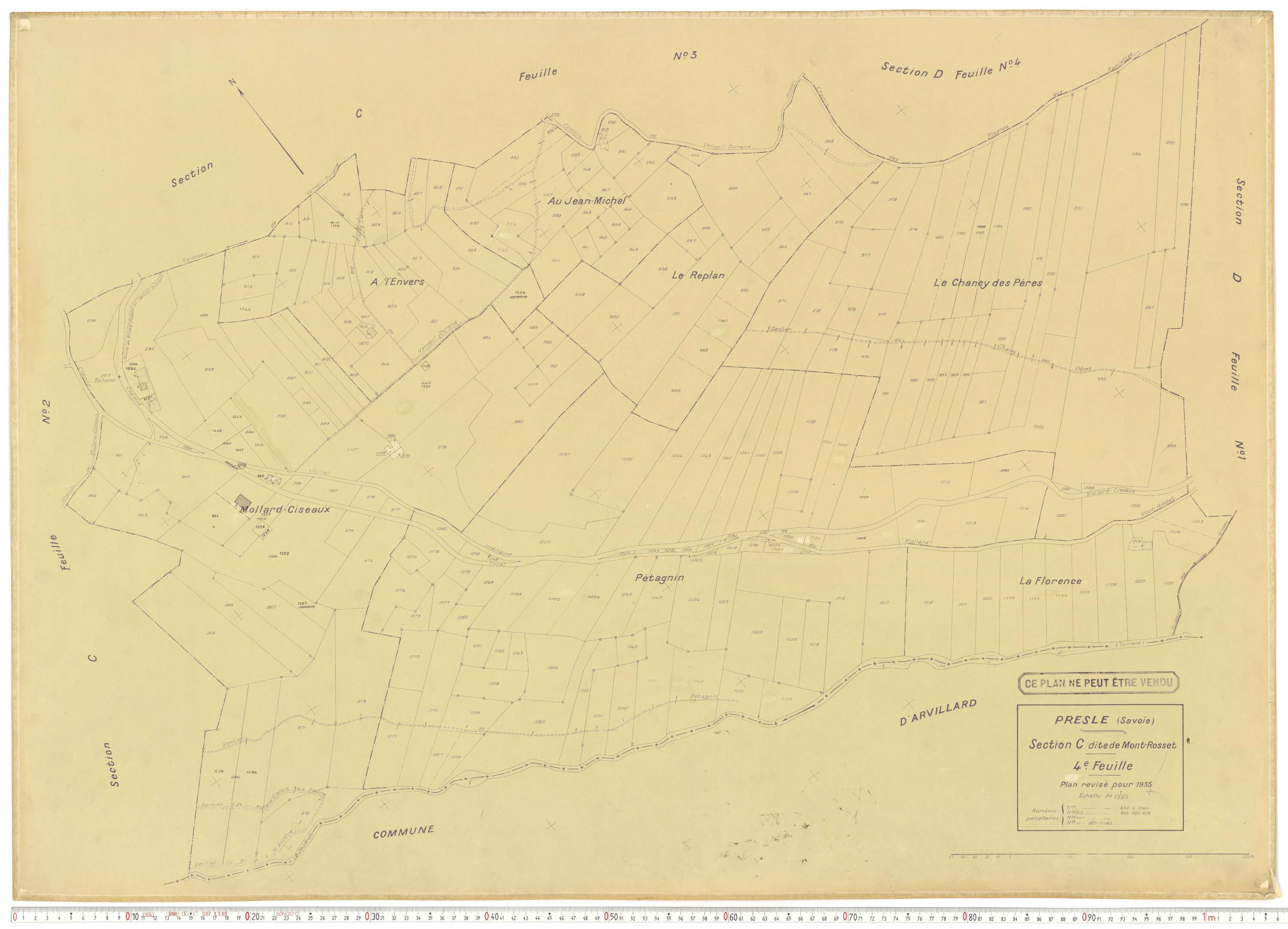 Presle - Plans cadastraux du cadastre rénové en 1935 et mis à jour en 1988.