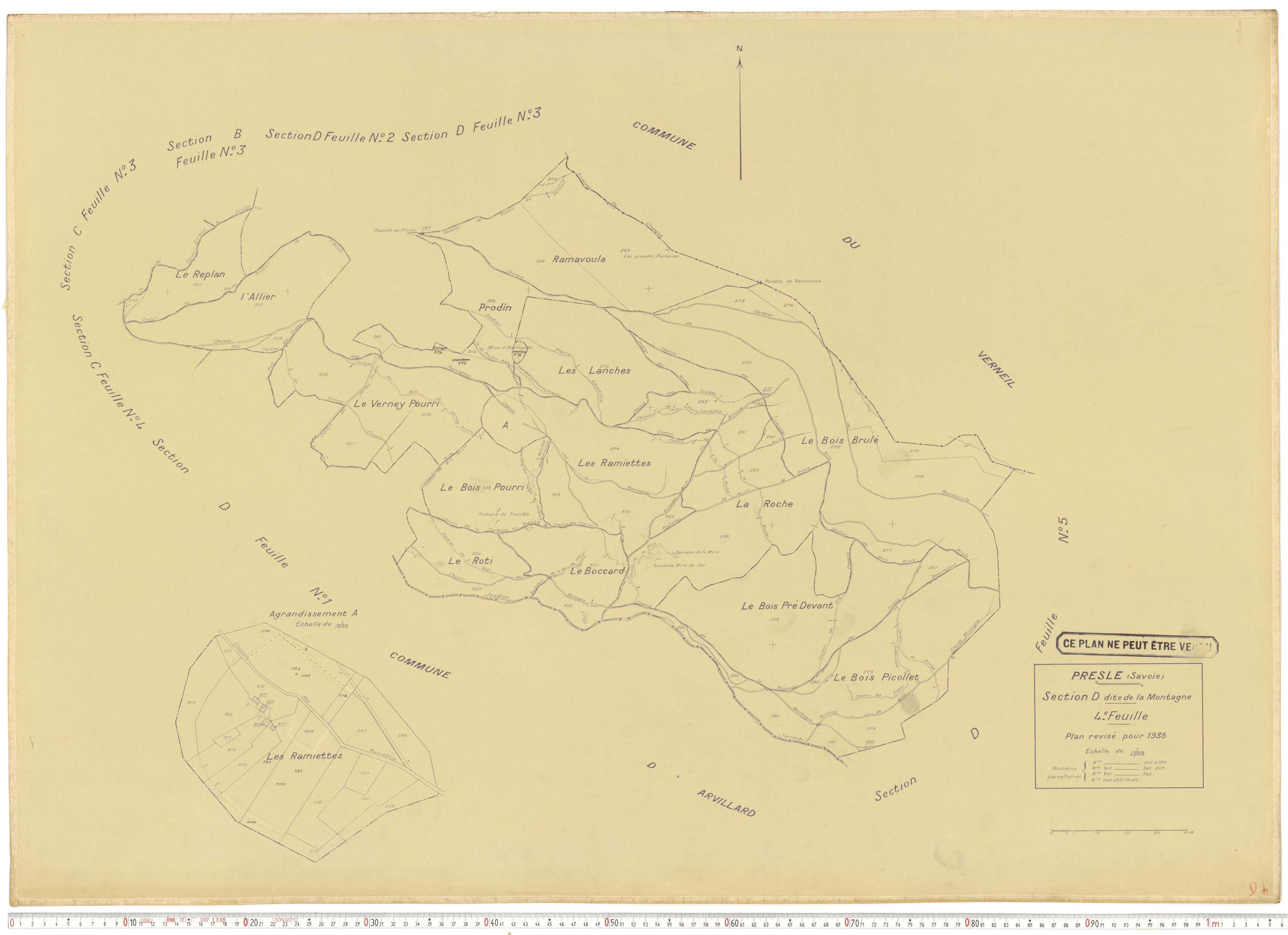 Presle - Plans cadastraux du cadastre rénové en 1935 et mis à jour en 1988.