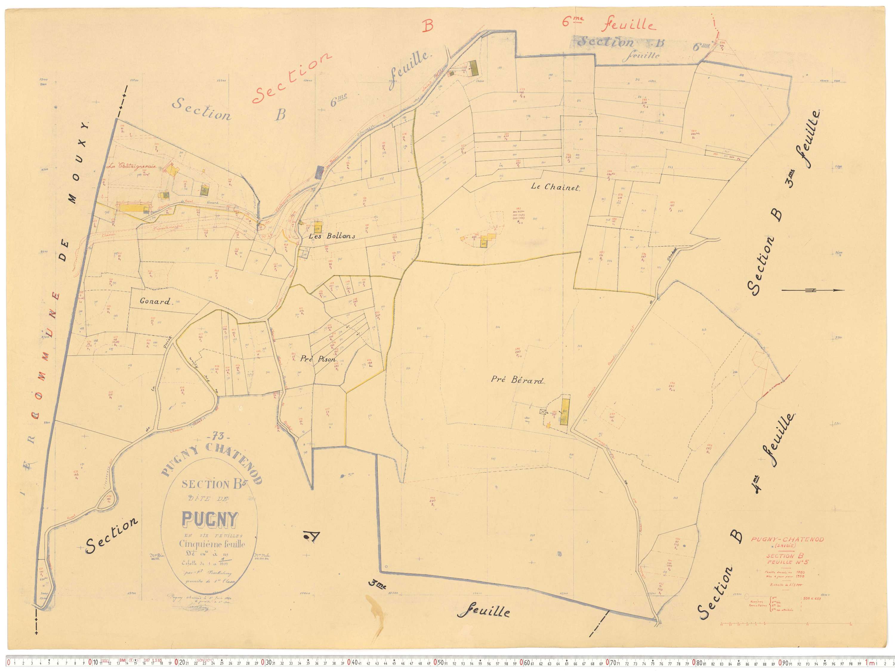 Pugny-Chatenod - Cadastre rénové, version de travail (1958).