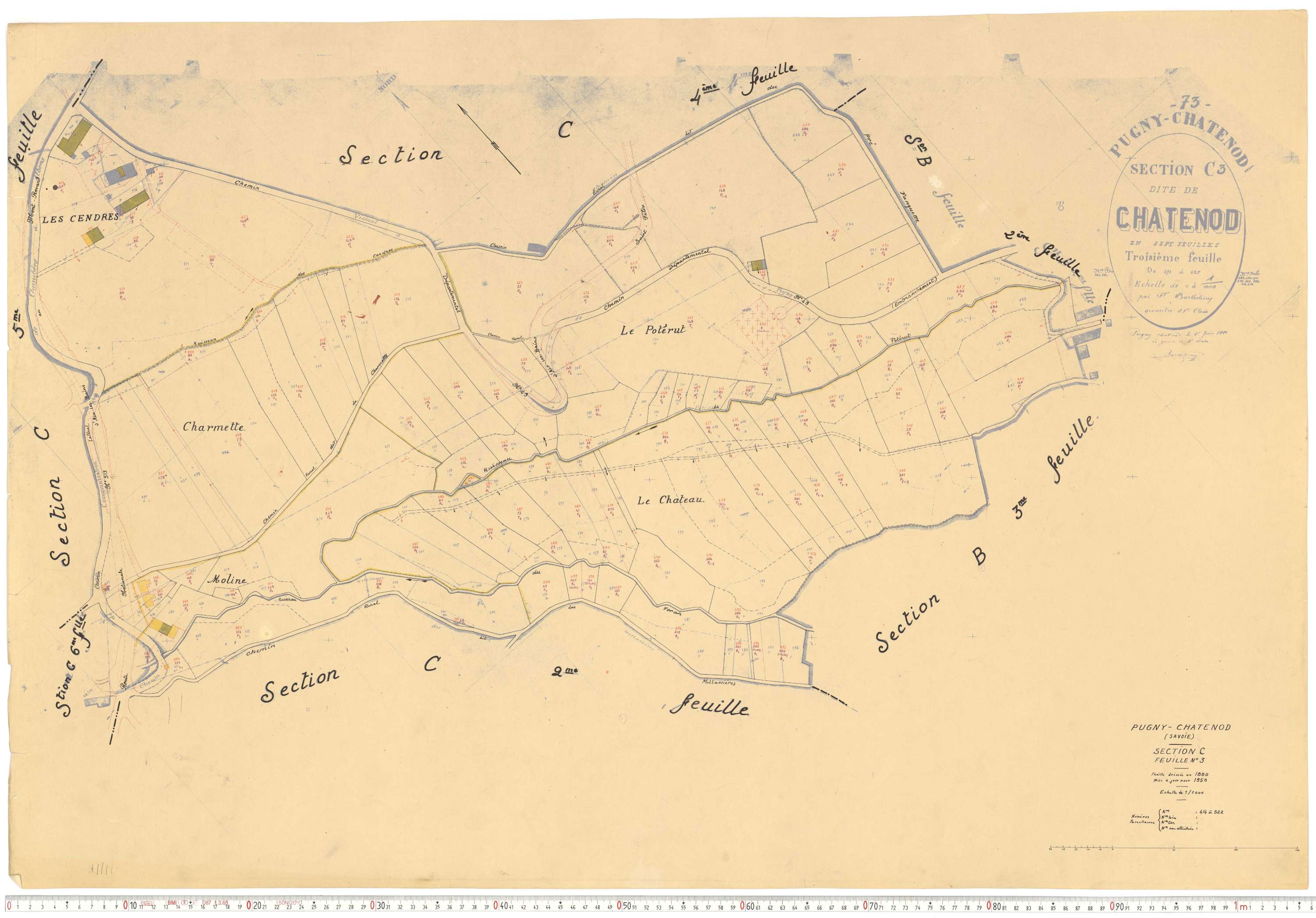 Pugny-Chatenod - Cadastre rénové, version de travail (1958).
