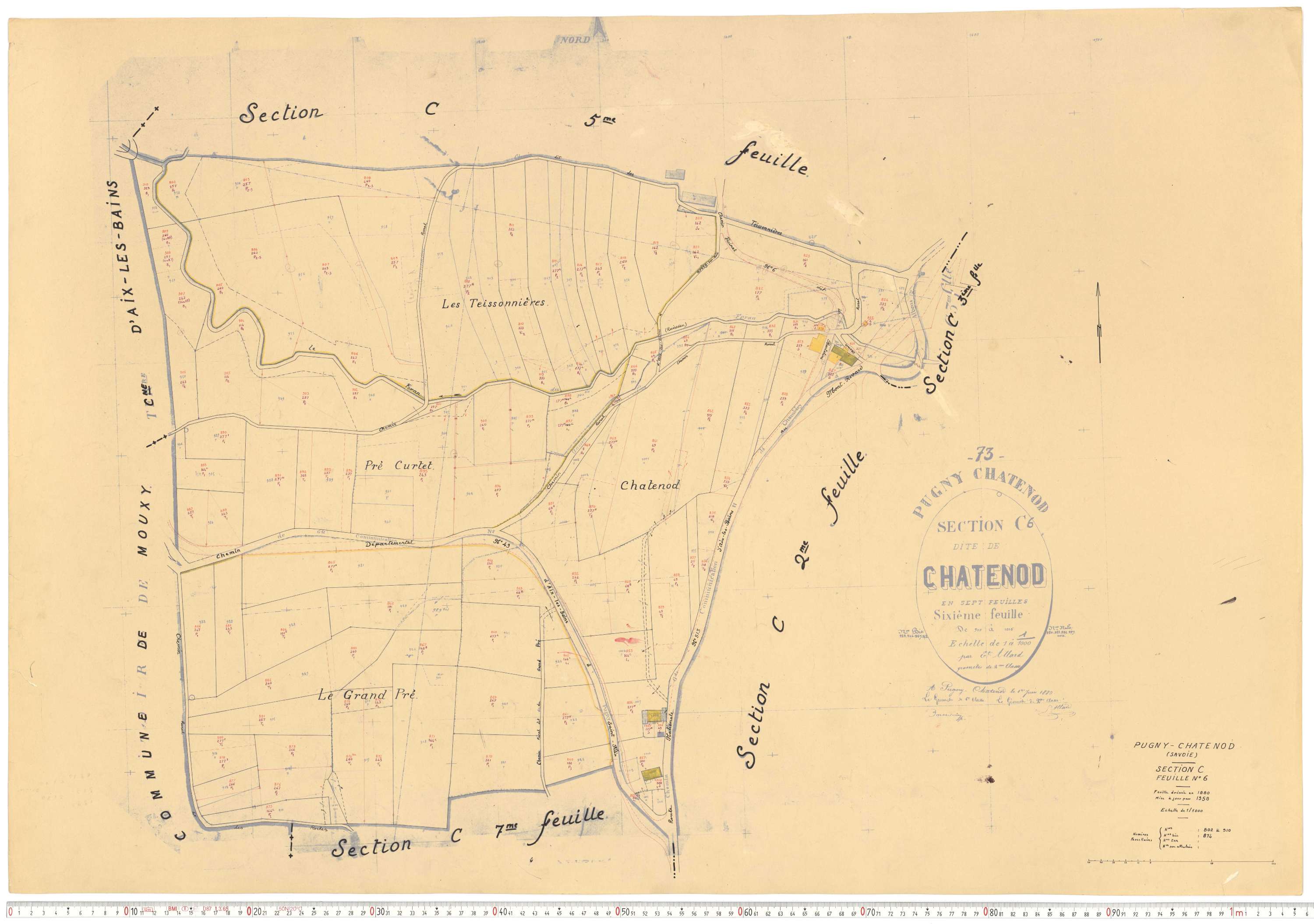 Pugny-Chatenod - Cadastre rénové, version de travail (1958).