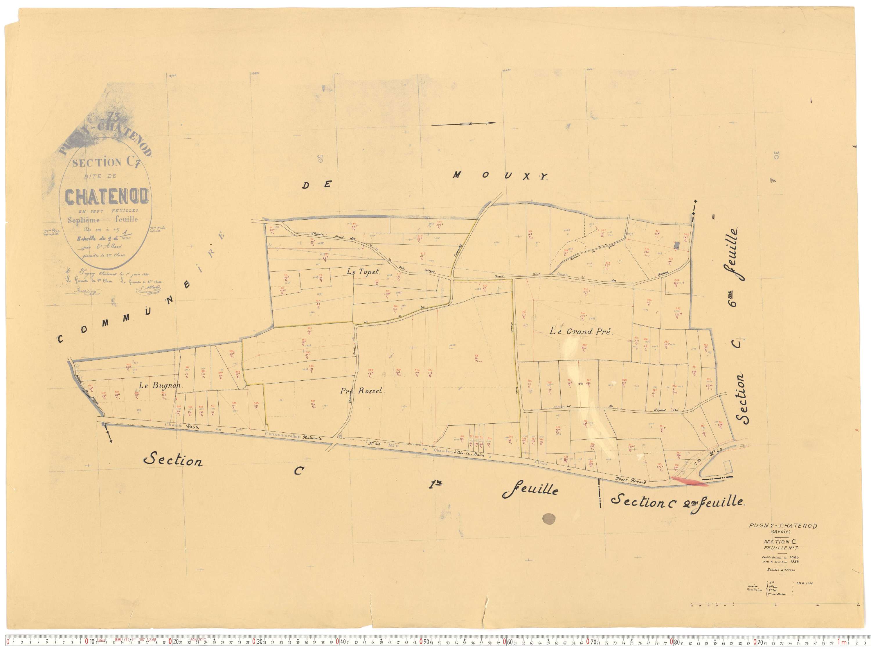 Pugny-Chatenod - Cadastre rénové, version de travail (1958).