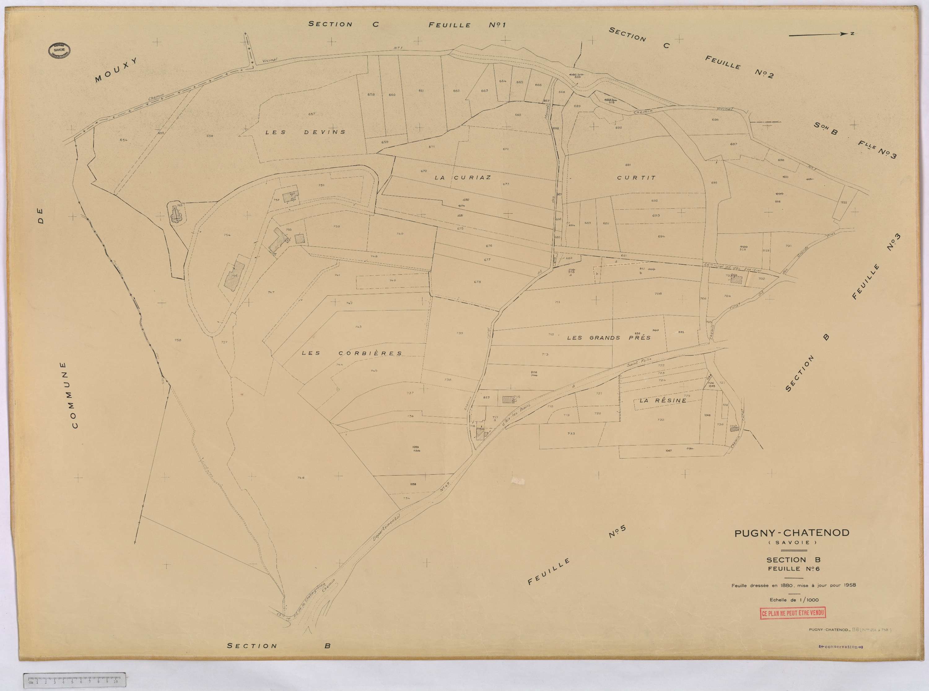 Pugny-Chatenod - Cadastre rénové, version définitive (1958).