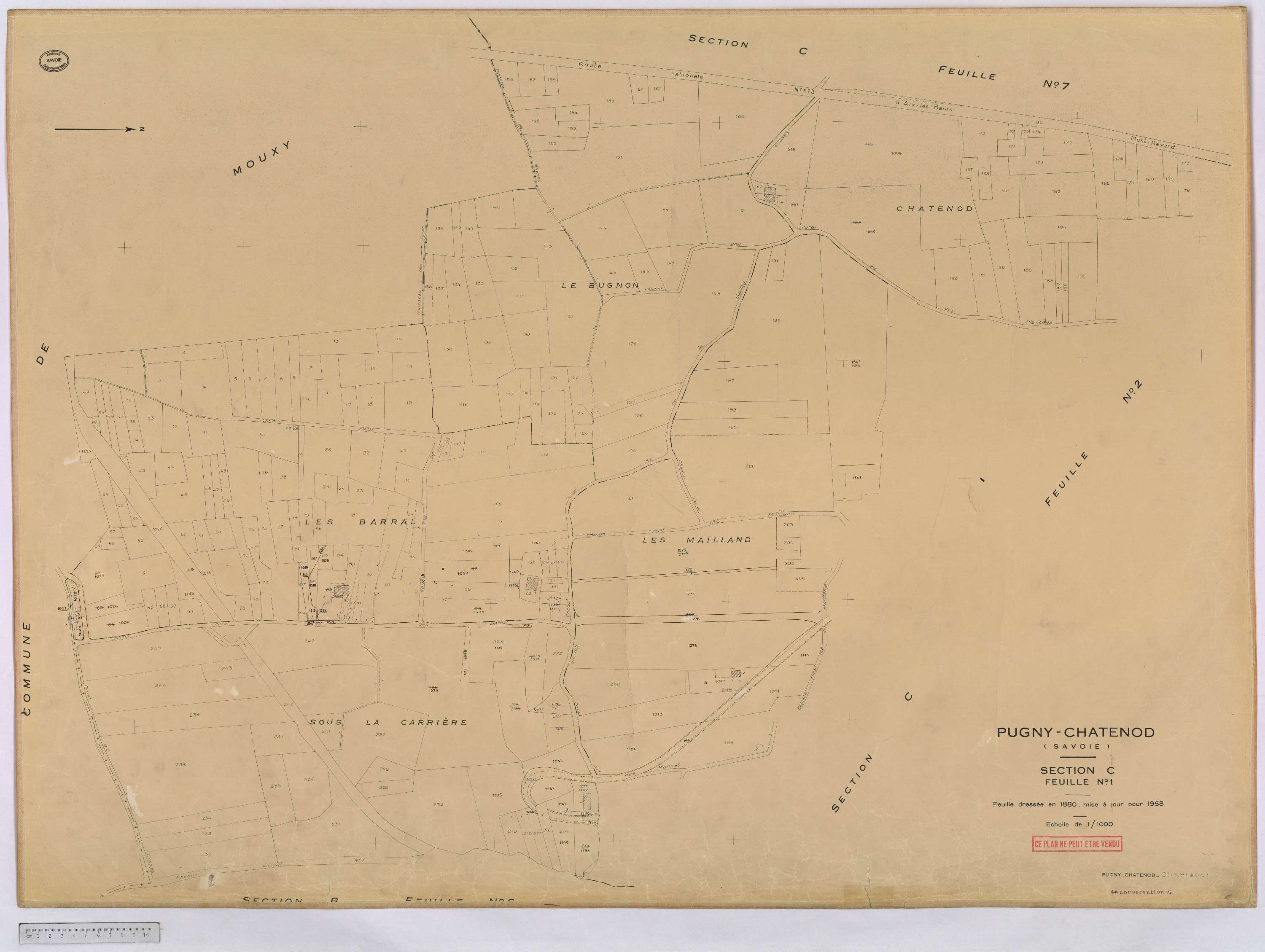 Pugny-Chatenod - Cadastre rénové, version définitive (1958).