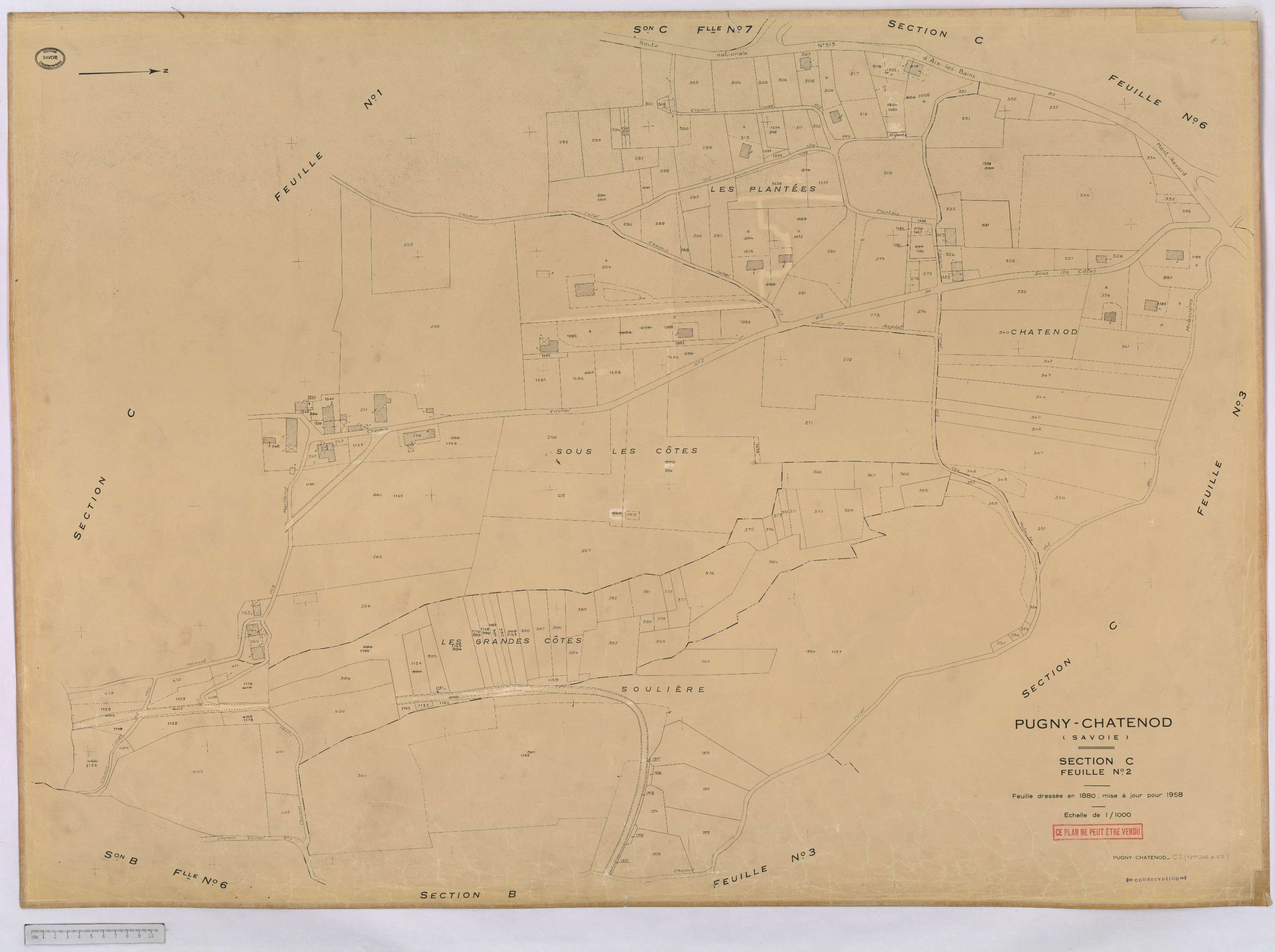 Pugny-Chatenod - Cadastre rénové, version définitive (1958).