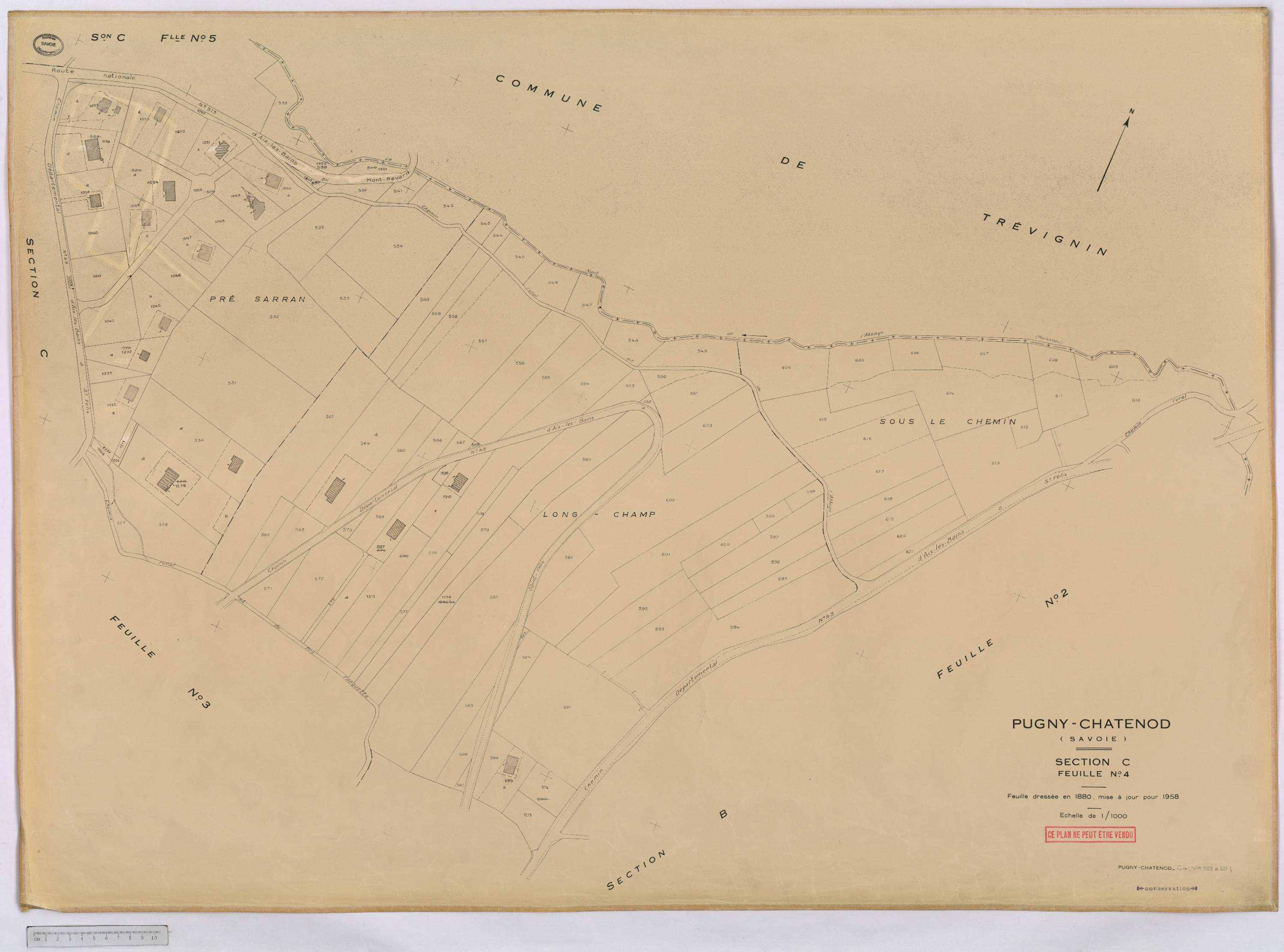Pugny-Chatenod - Cadastre rénové, version définitive (1958).