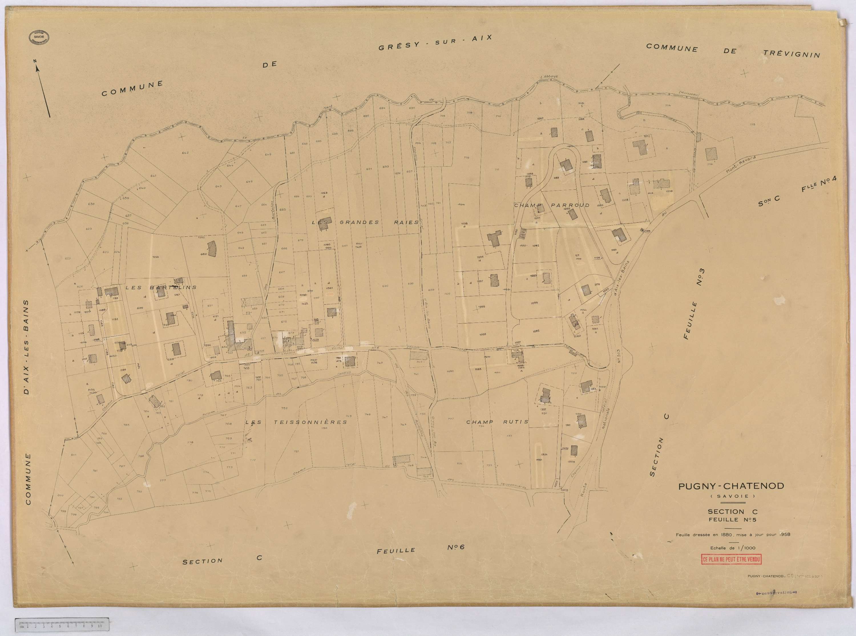 Pugny-Chatenod - Cadastre rénové, version définitive (1958).