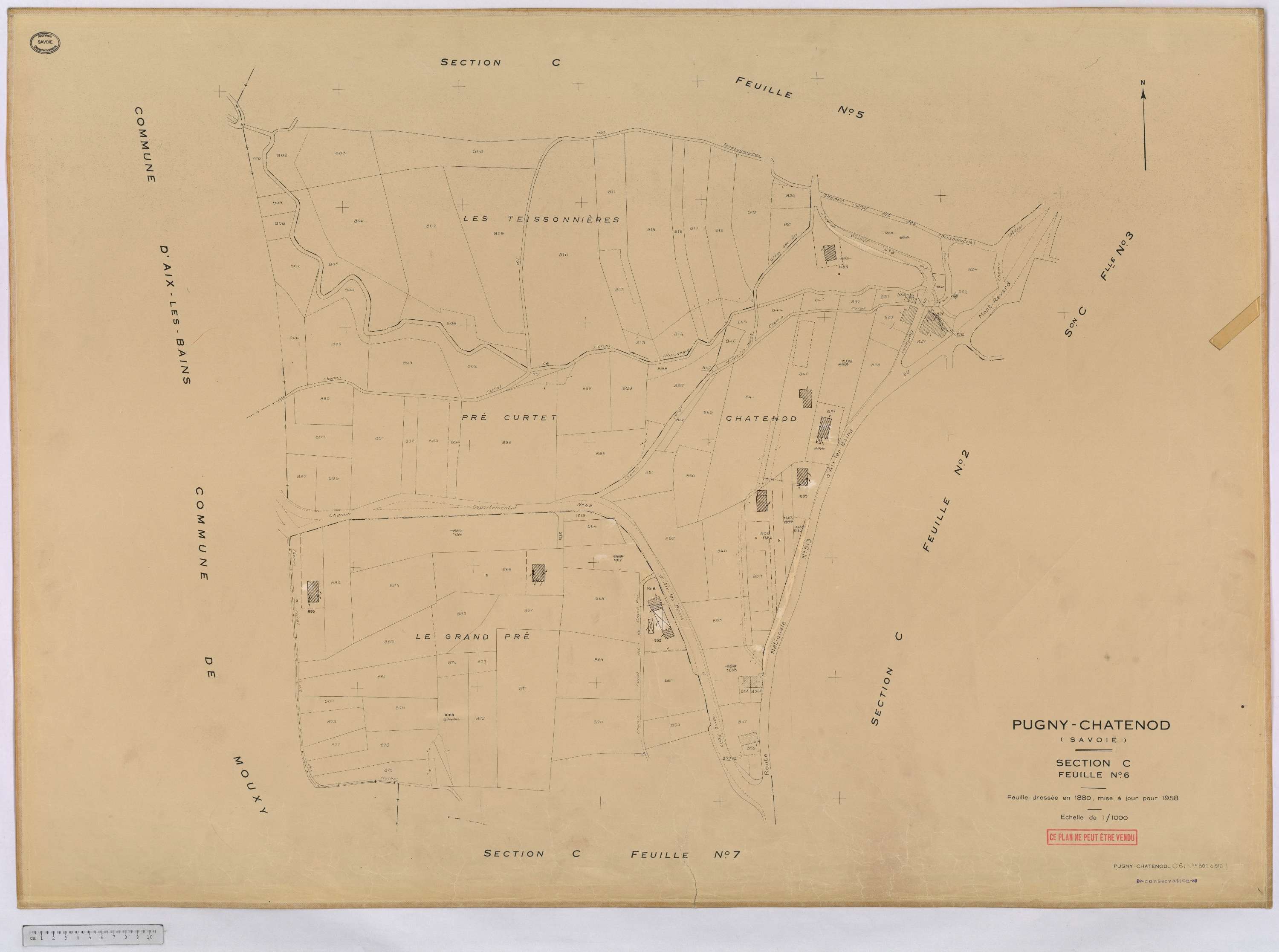 Pugny-Chatenod - Cadastre rénové, version définitive (1958).