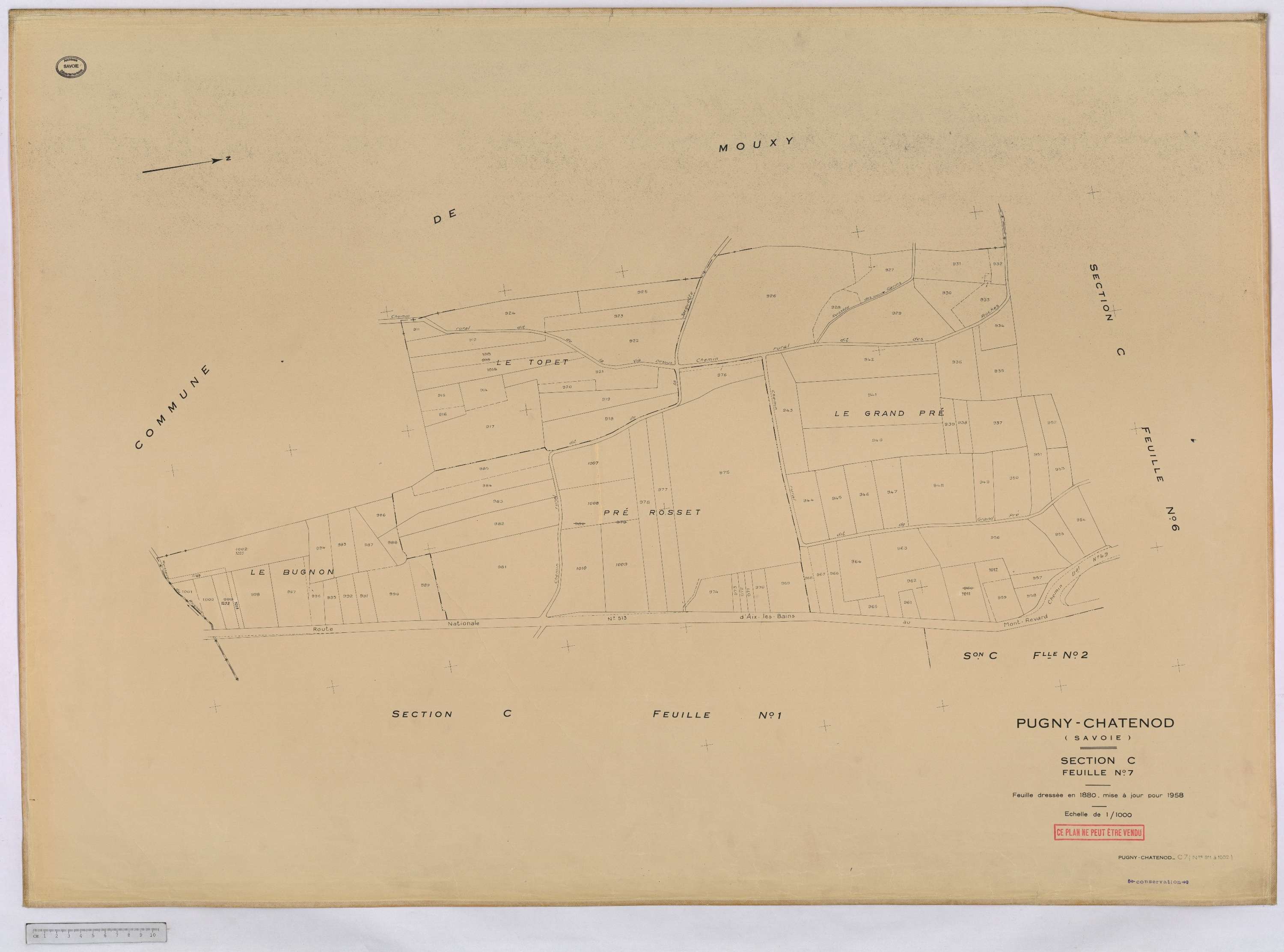 Pugny-Chatenod - Cadastre rénové, version définitive (1958).