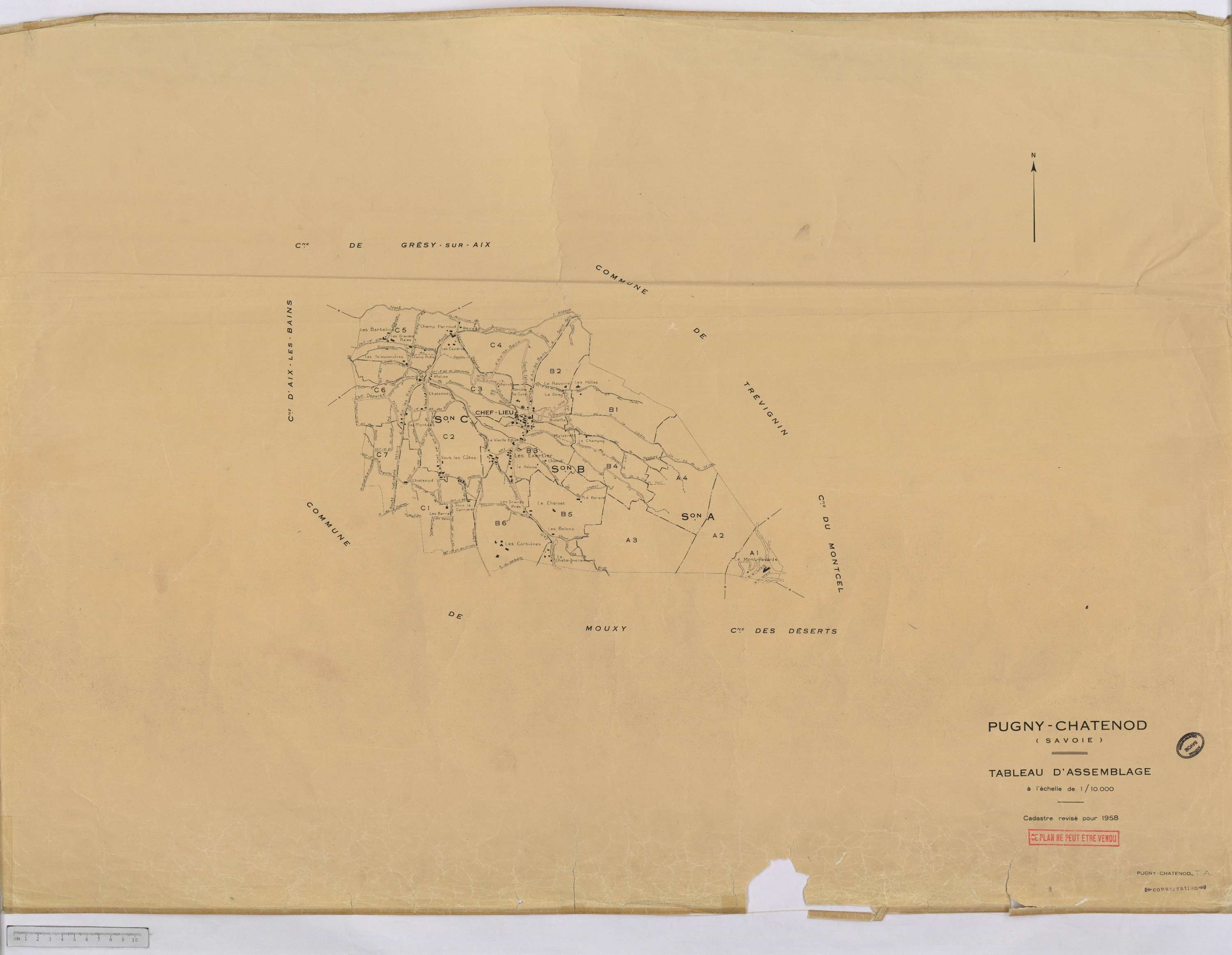 Pugny-Chatenod - Cadastre rénové, version définitive (1958).