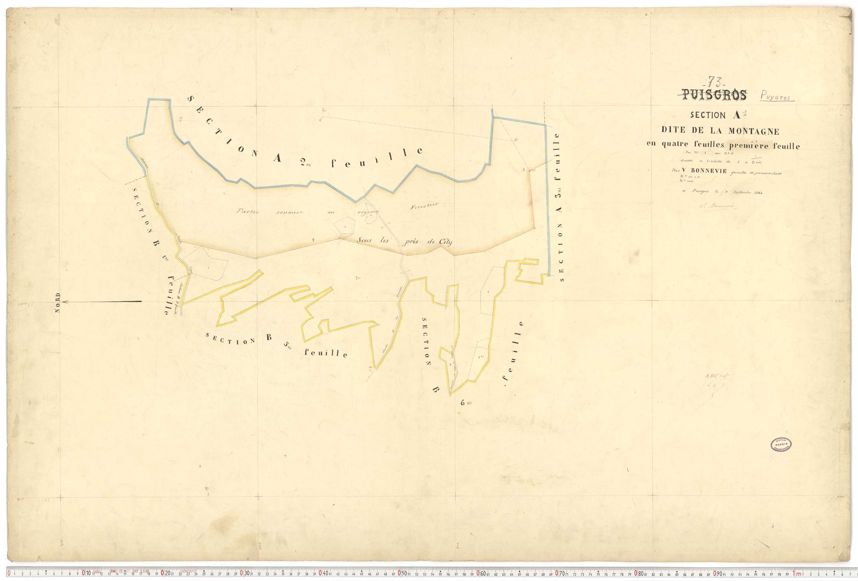 Puygros - Cadastre français (1864).