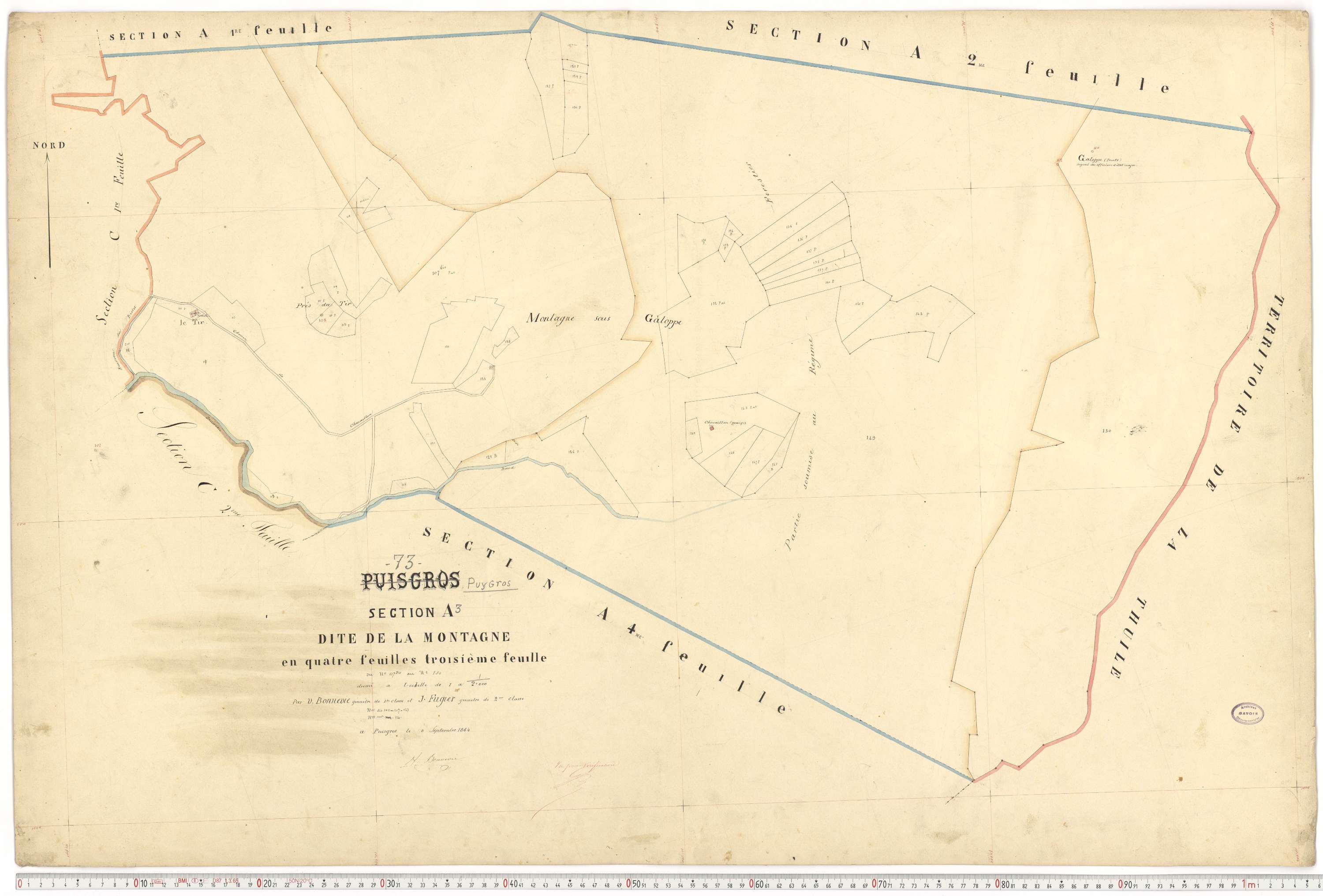 Puygros - Cadastre français (1864).