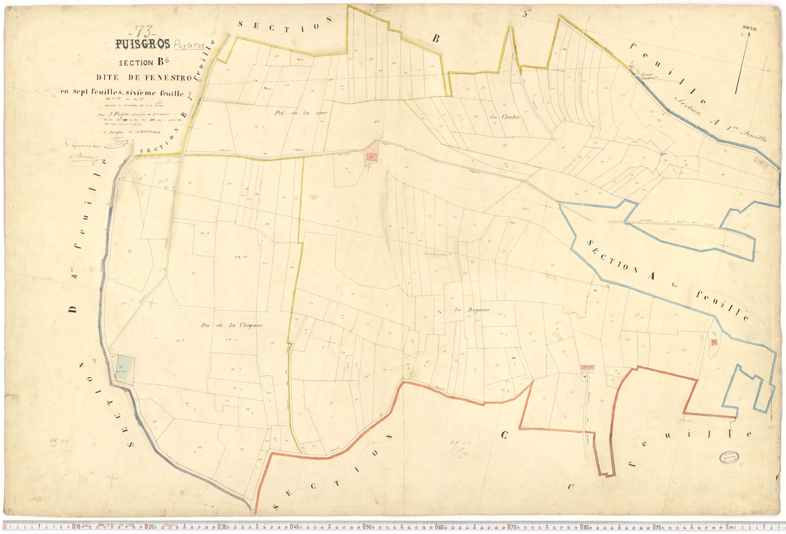 Puygros - Cadastre français (1864).