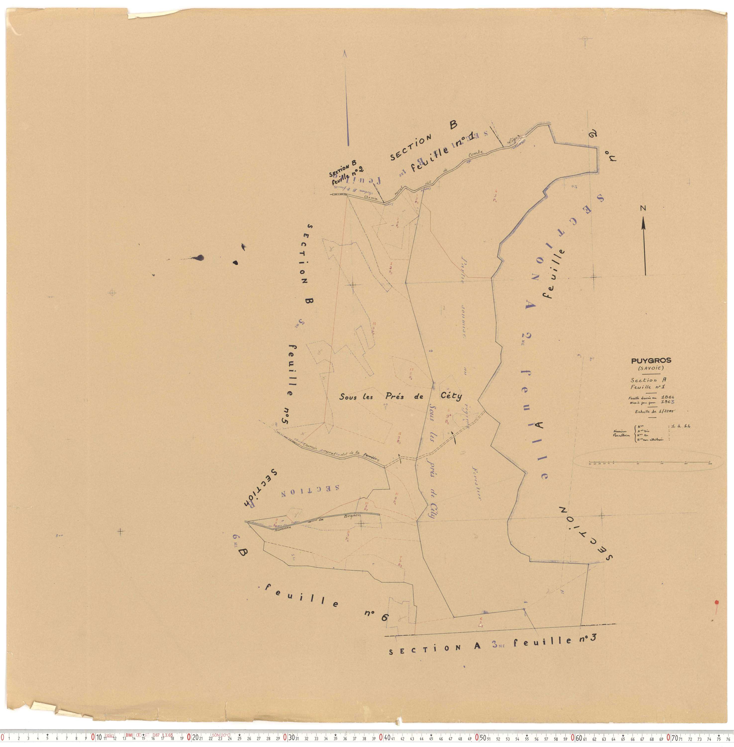 Puygros - Cadastre rénové, version de travail (1963).