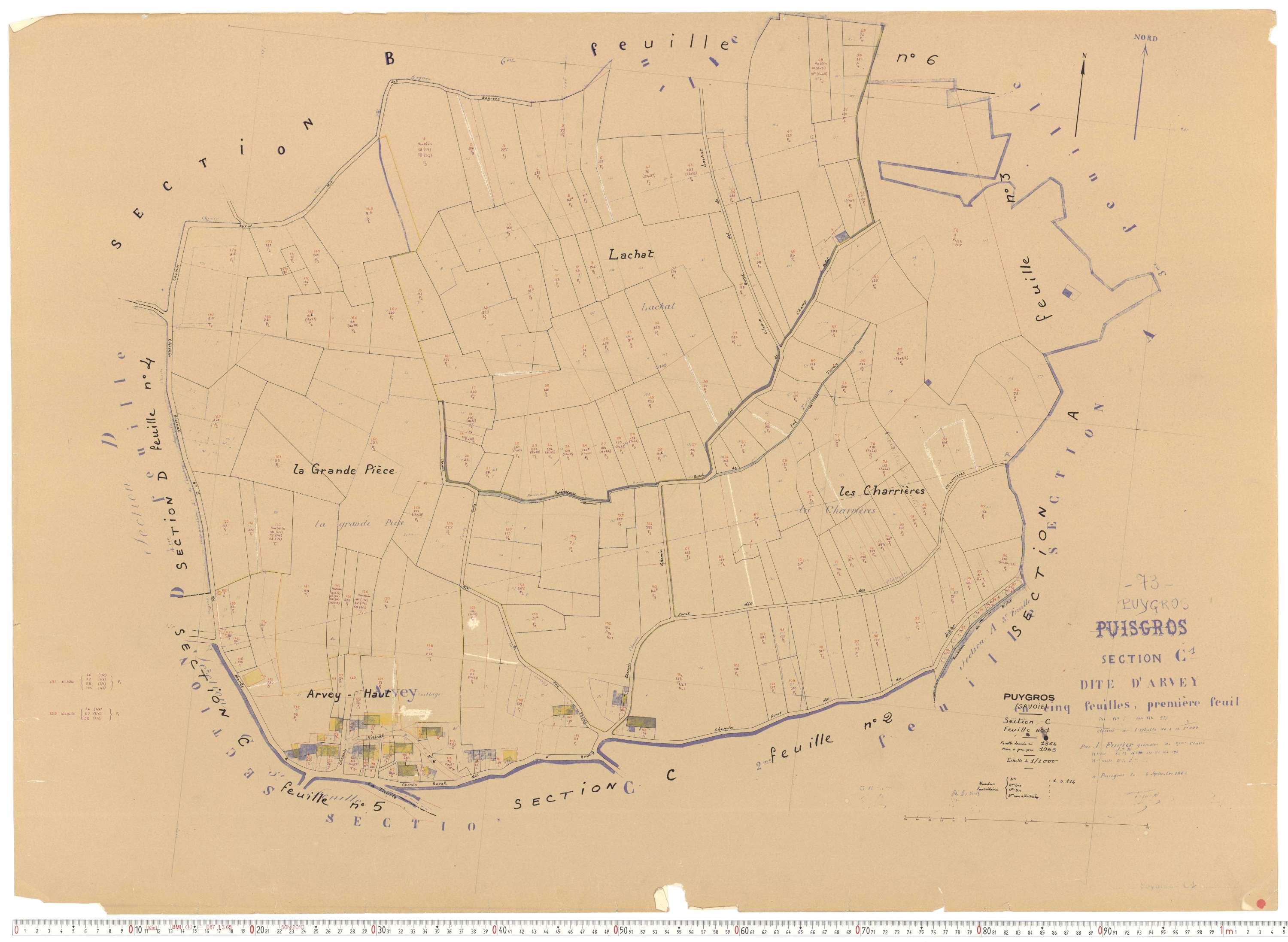 Puygros - Cadastre rénové, version de travail (1963).