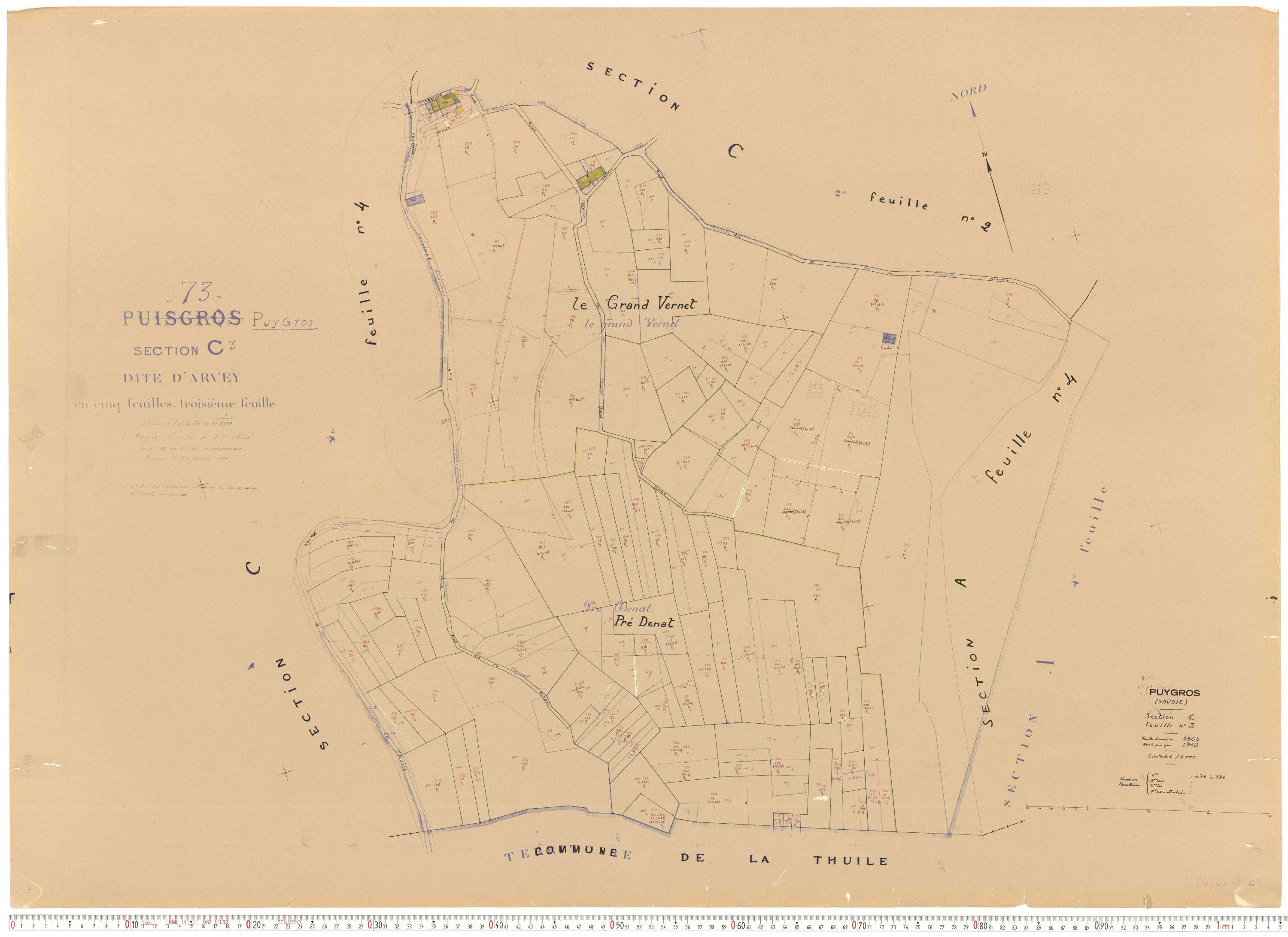 Puygros - Cadastre rénové, version de travail (1963).