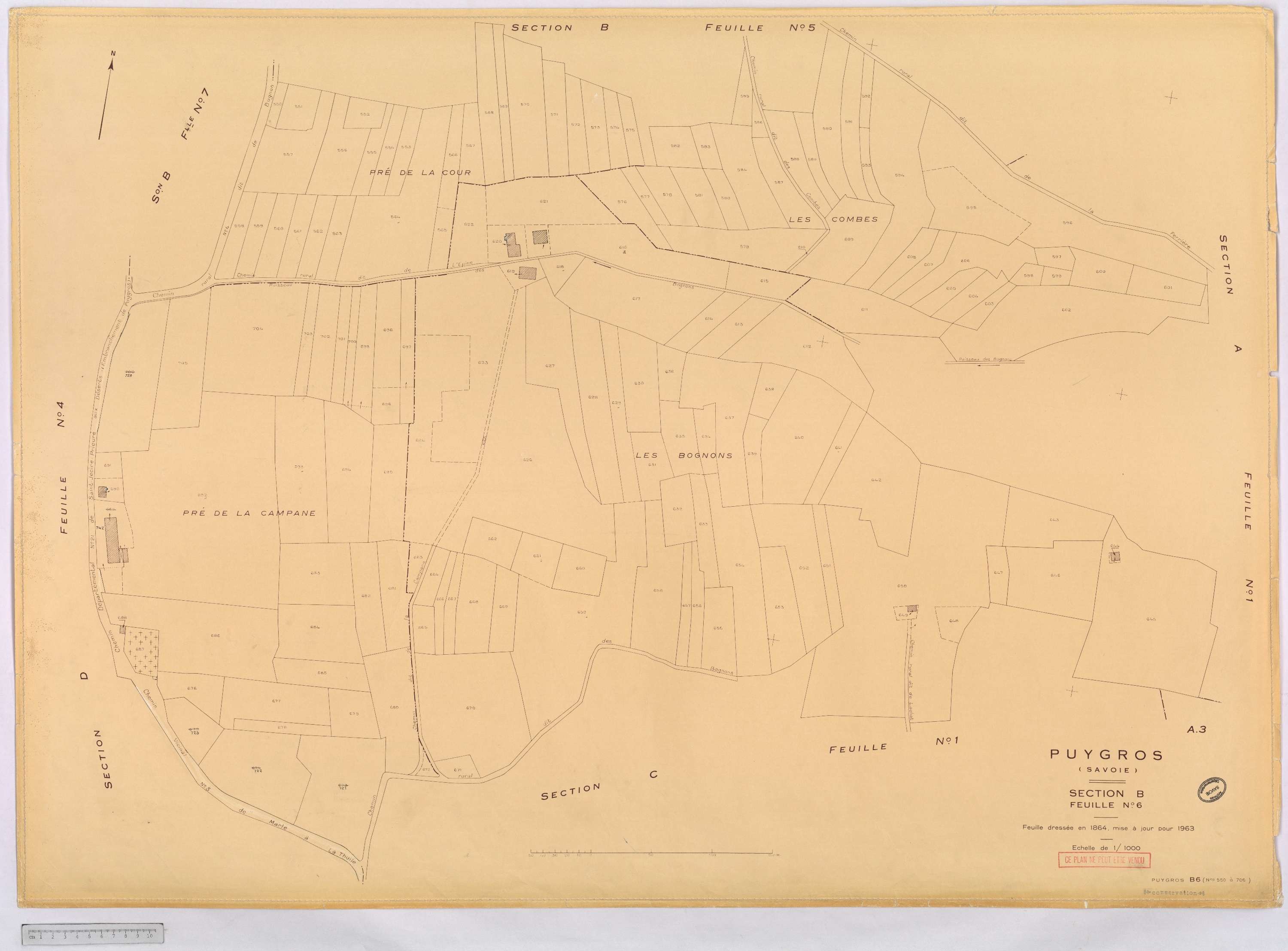 Puygros - Cadastre rénové, version définitive (1963).