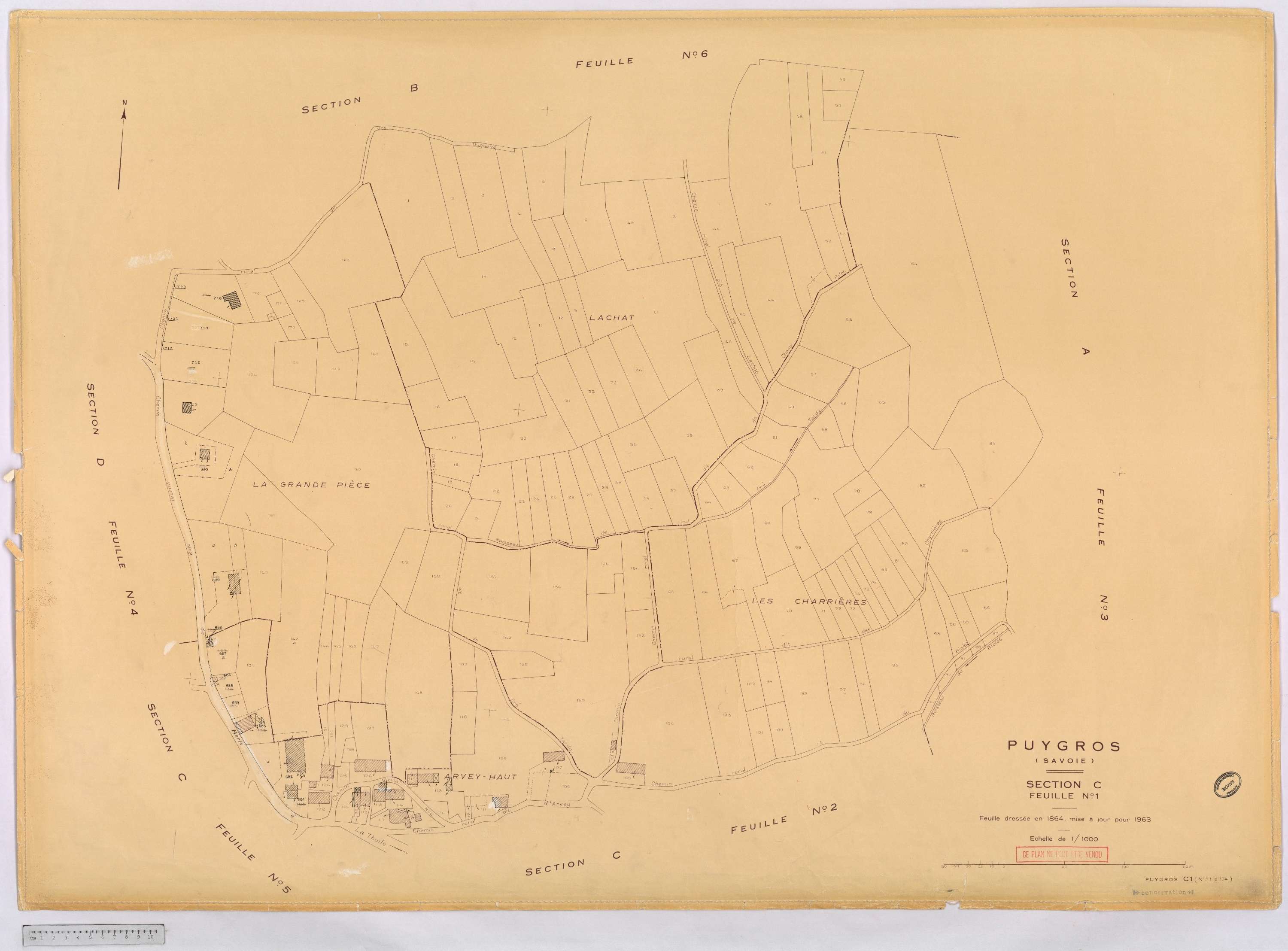 Puygros - Cadastre rénové, version définitive (1963).