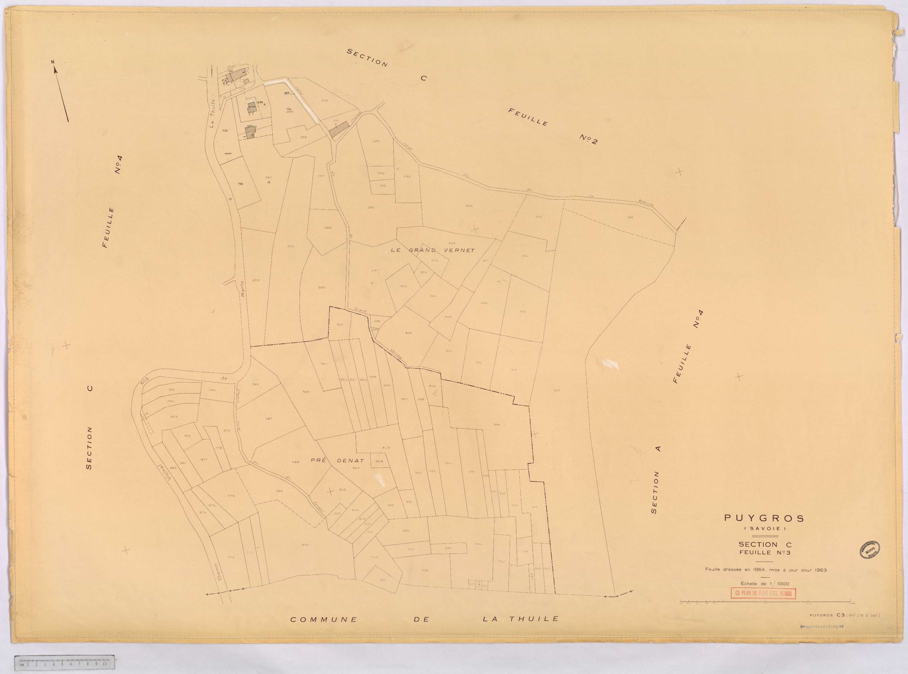 Puygros - Cadastre rénové, version définitive (1963).