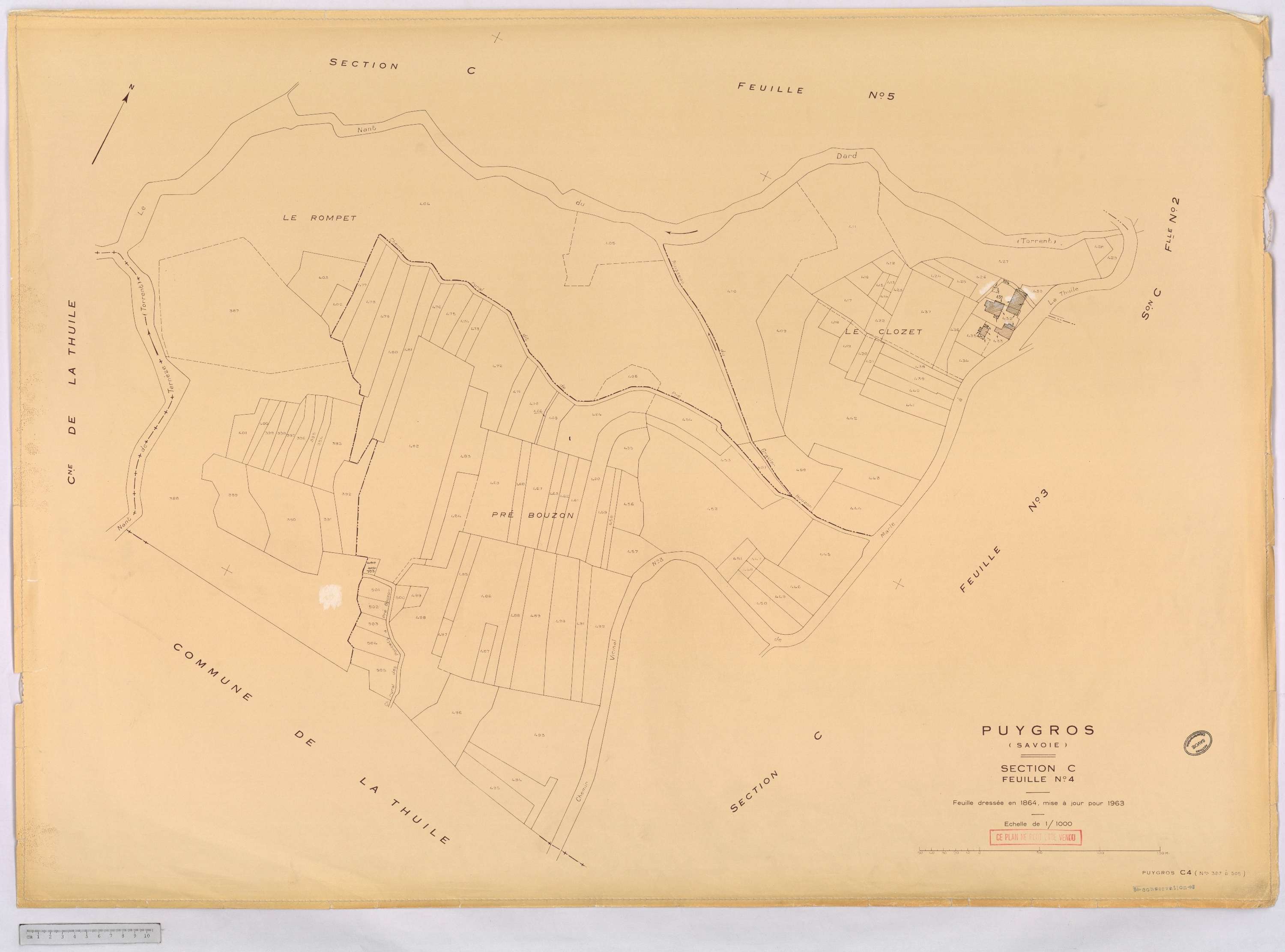 Puygros - Cadastre rénové, version définitive (1963).