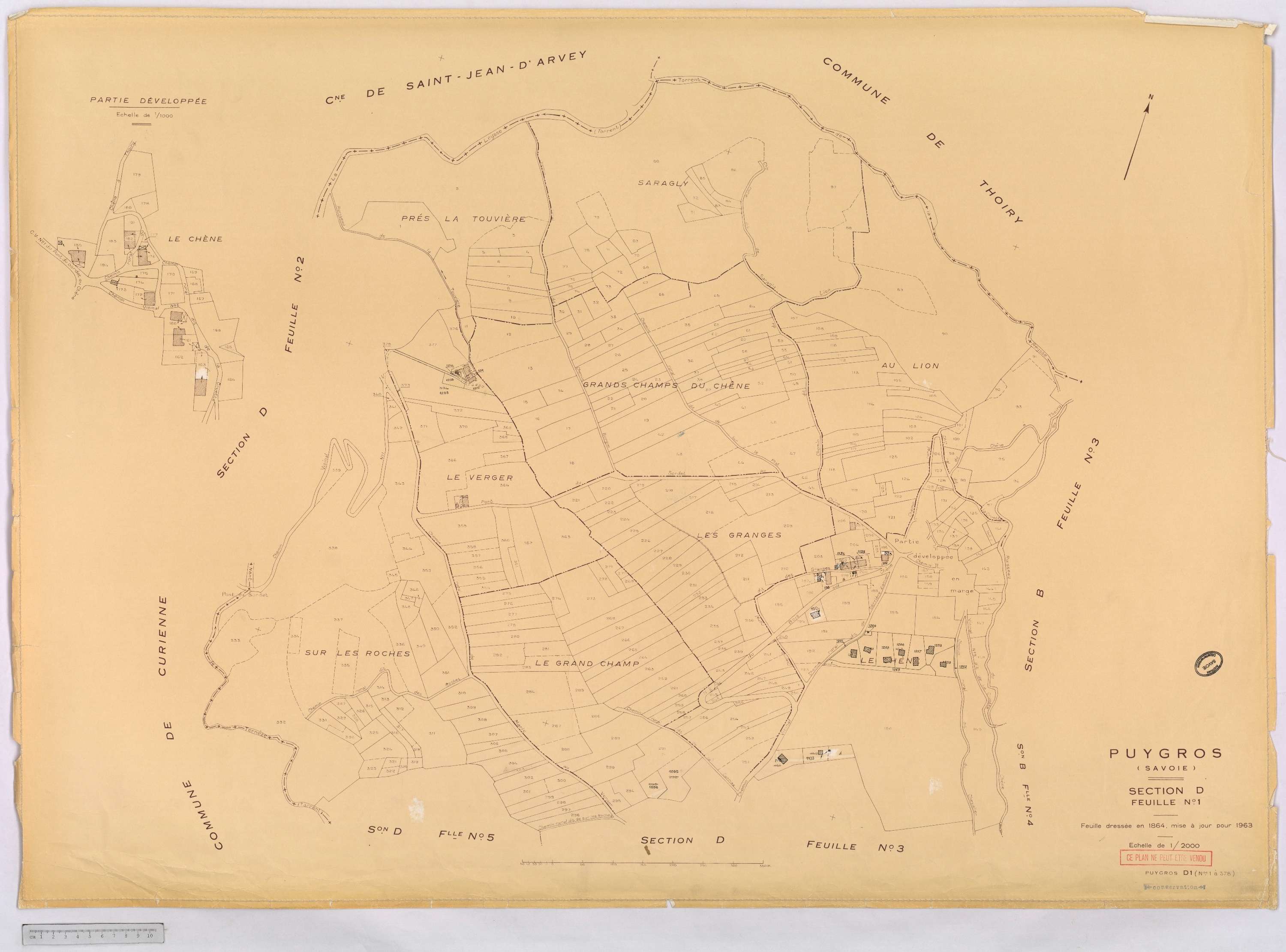 Puygros - Cadastre rénové, version définitive (1963).