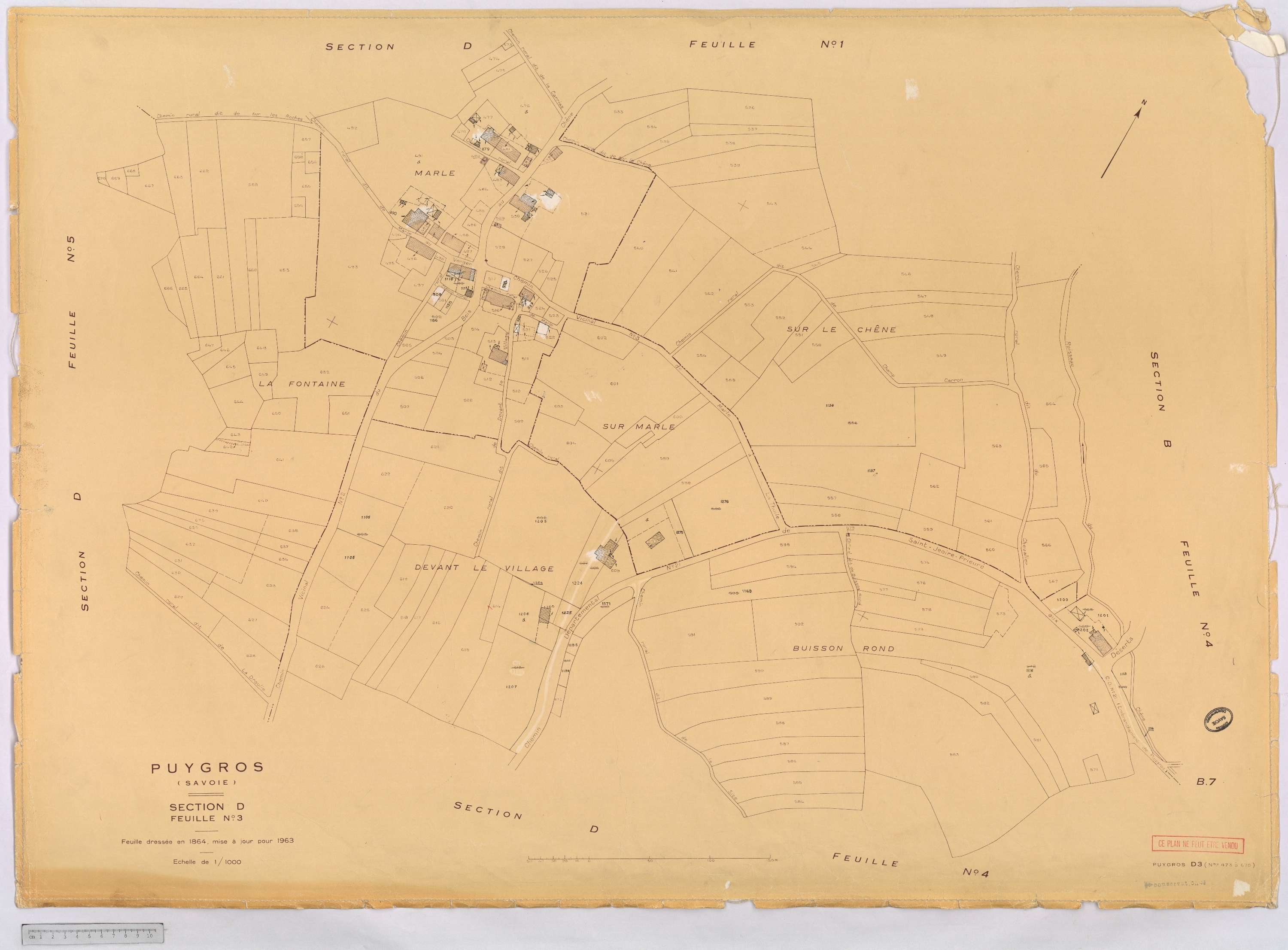 Puygros - Cadastre rénové, version définitive (1963).