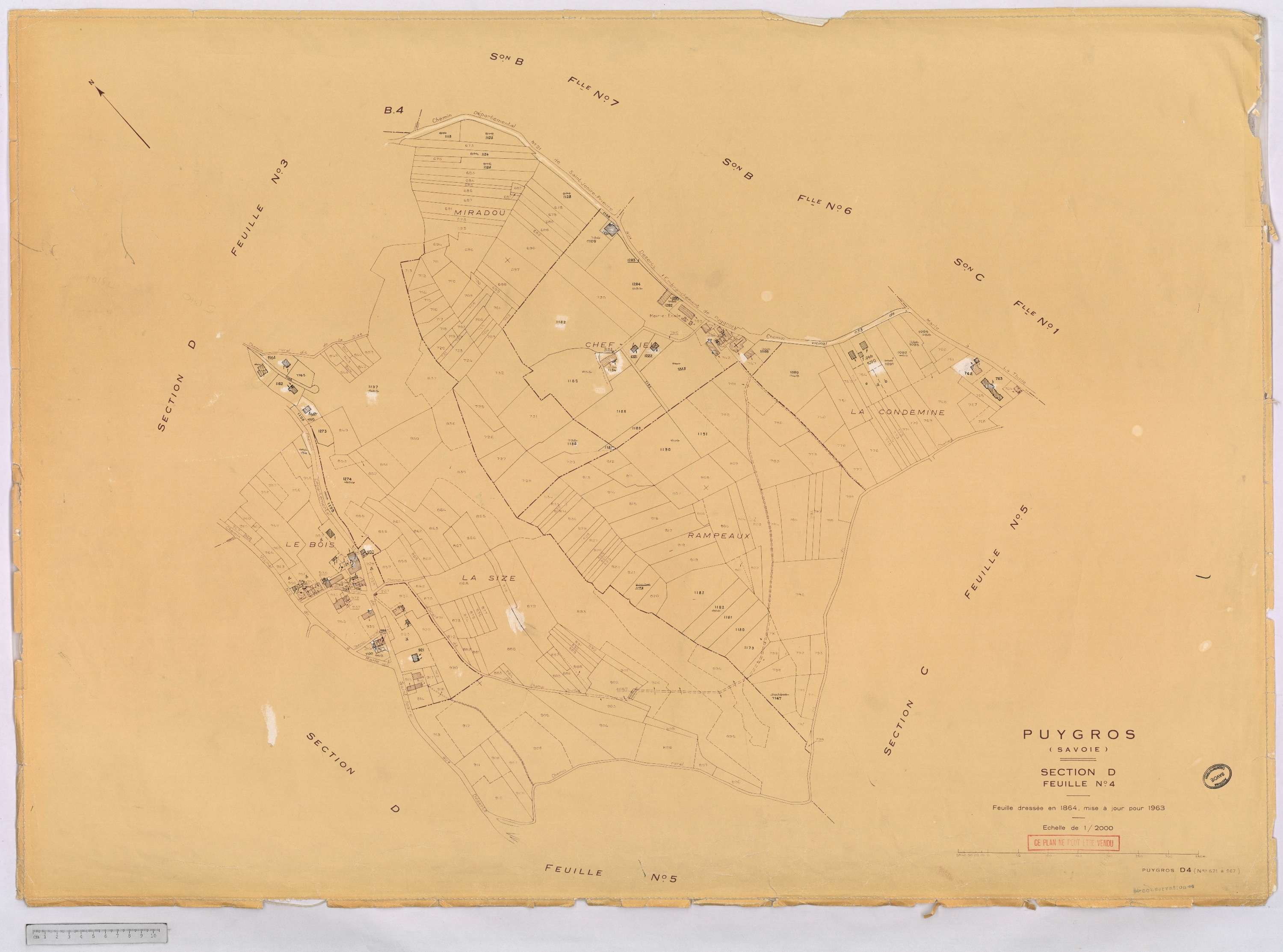 Puygros - Cadastre rénové, version définitive (1963).