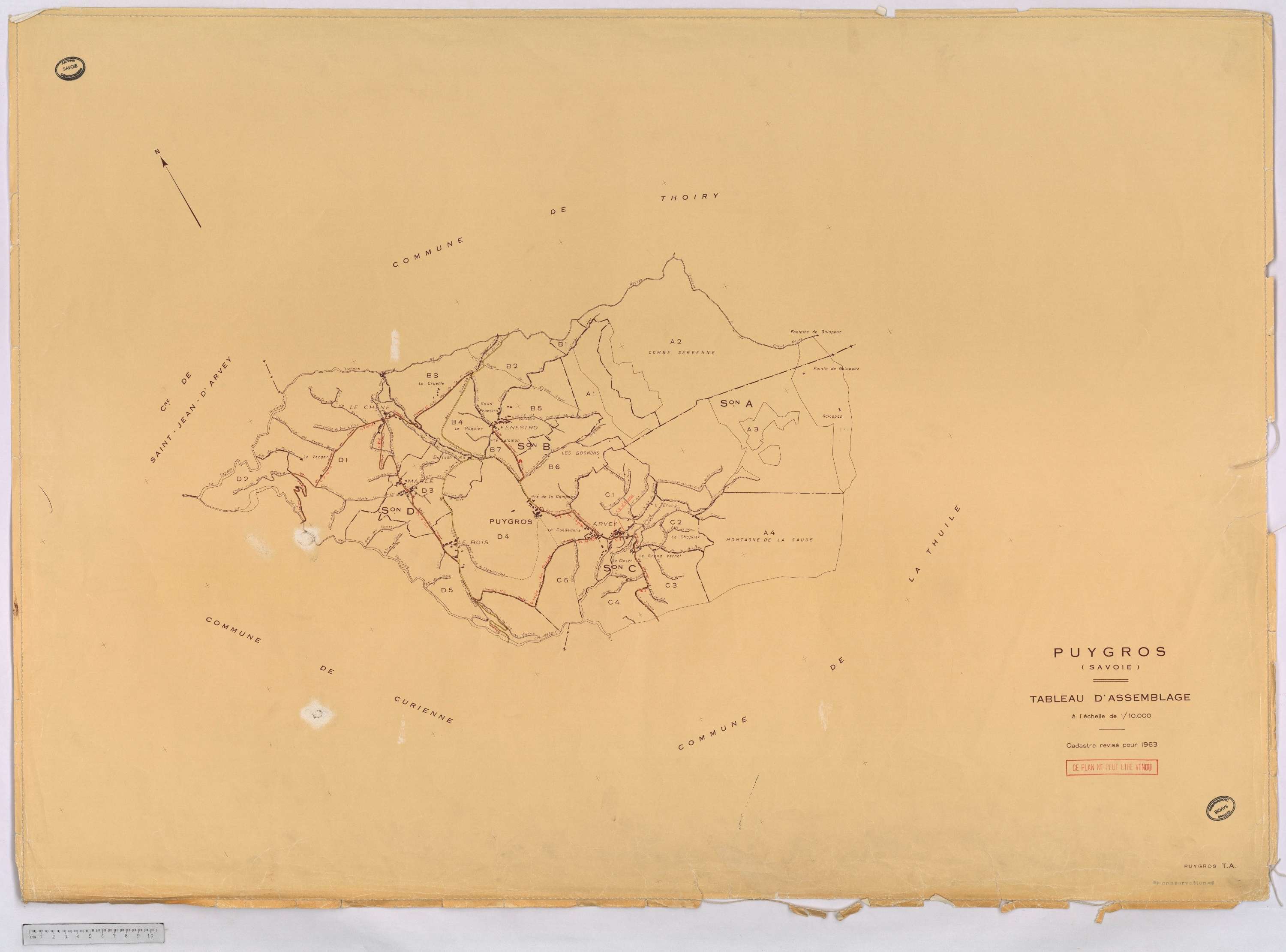 Puygros - Cadastre rénové, version définitive (1963).