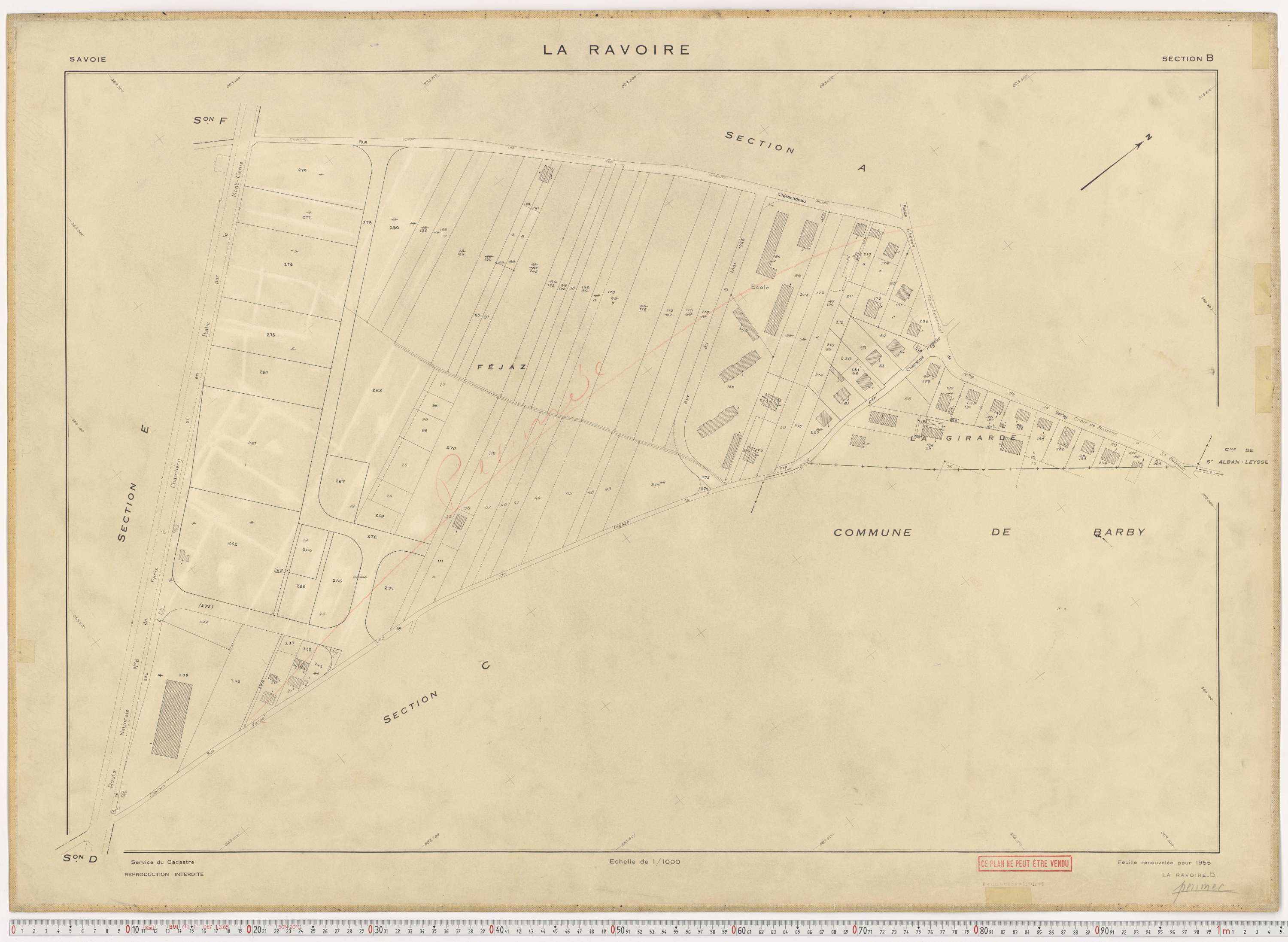 La Ravoire - Plans cadastraux du cadastre rénové en 1955 et mis à jour en 1988.