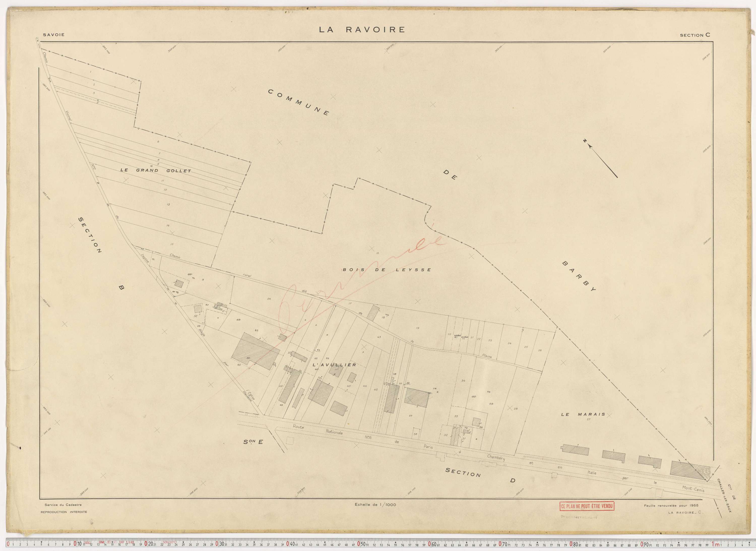 La Ravoire - Plans cadastraux du cadastre rénové en 1955 et mis à jour en 1988.