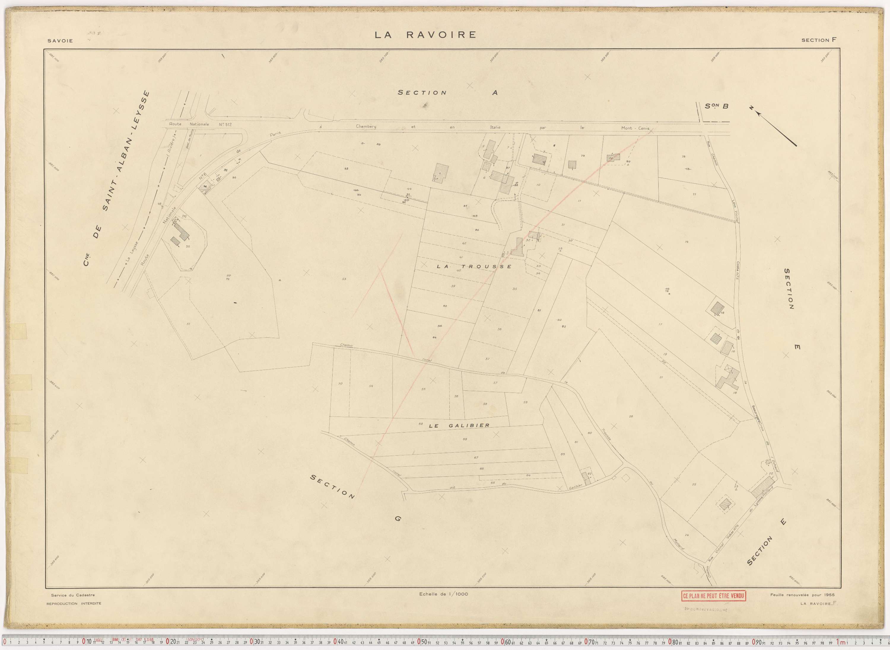 La Ravoire - Plans cadastraux du cadastre rénové en 1955 et mis à jour en 1988.