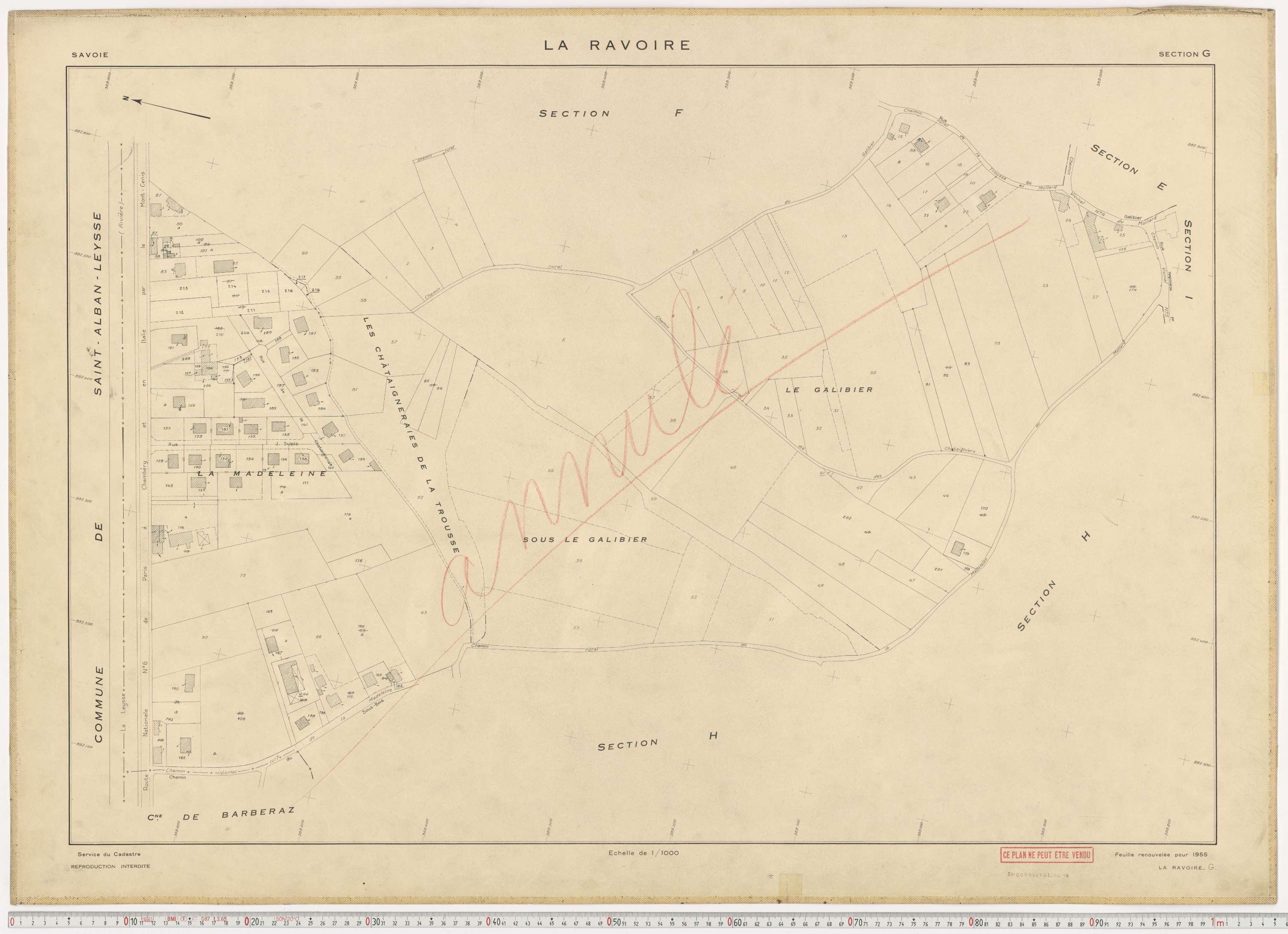 La Ravoire - Plans cadastraux du cadastre rénové en 1955 et mis à jour en 1988.