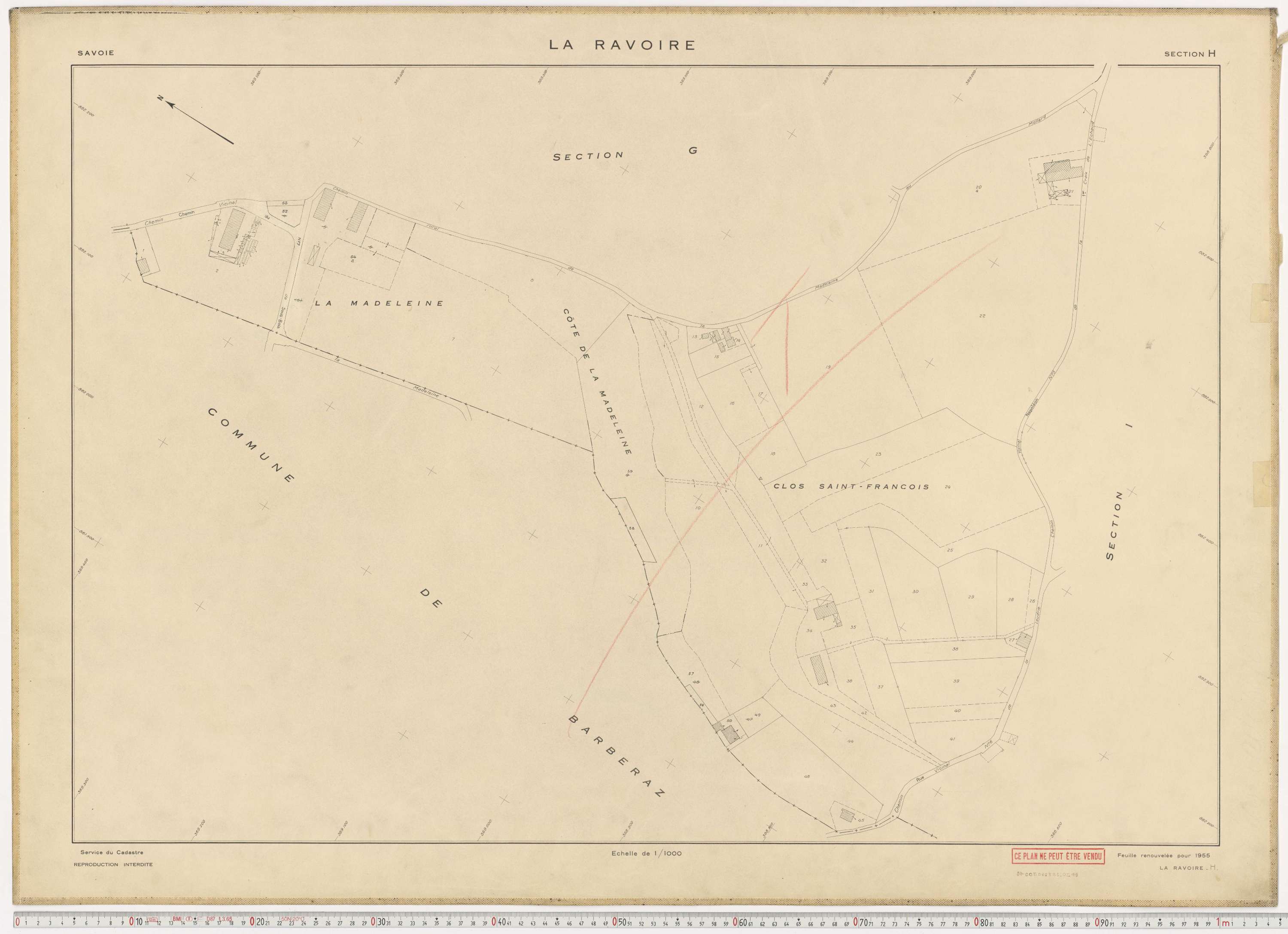 La Ravoire - Plans cadastraux du cadastre rénové en 1955 et mis à jour en 1988.
