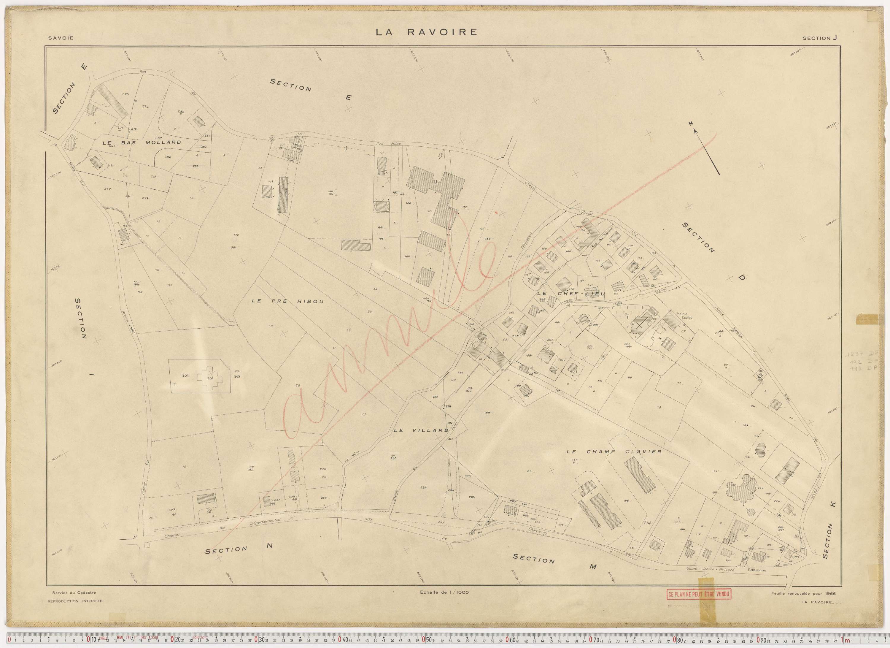 La Ravoire - Plans cadastraux du cadastre rénové en 1955 et mis à jour en 1988.