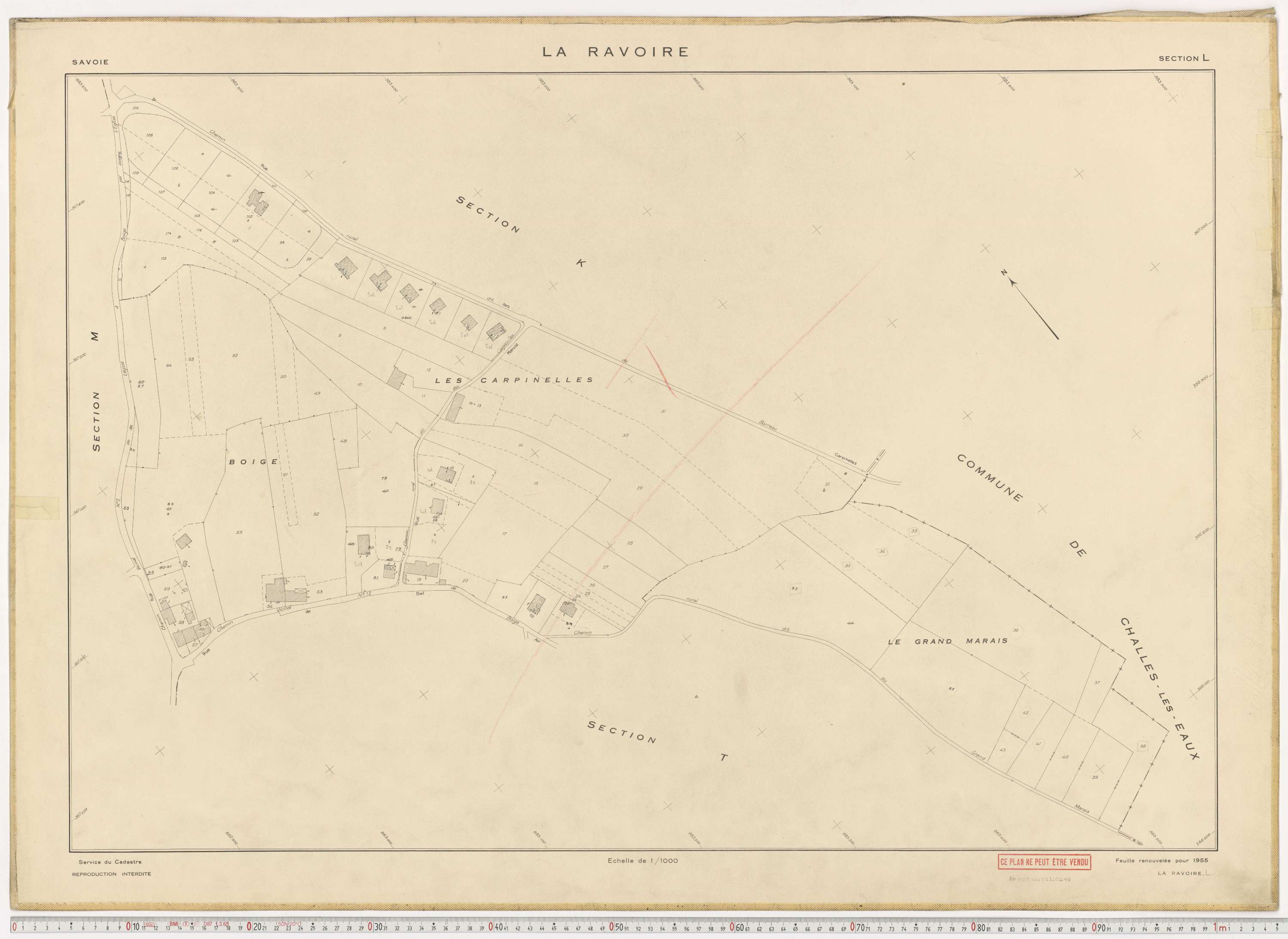 La Ravoire - Plans cadastraux du cadastre rénové en 1955 et mis à jour en 1988.