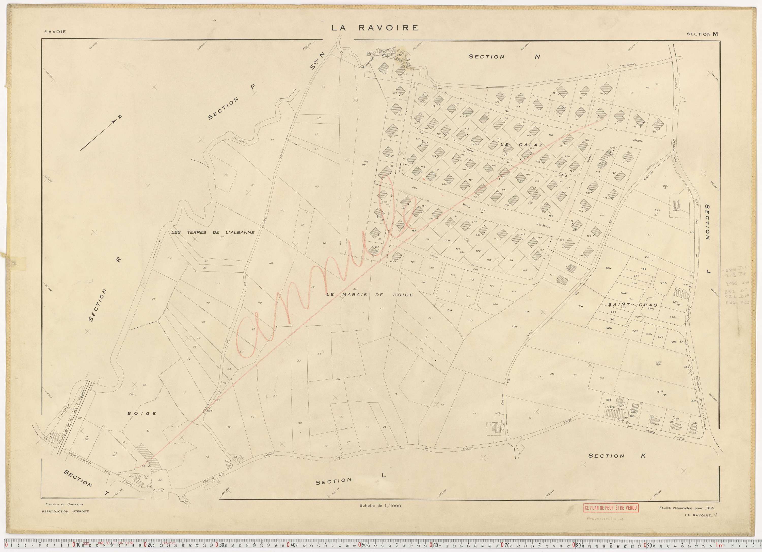 La Ravoire - Plans cadastraux du cadastre rénové en 1955 et mis à jour en 1988.