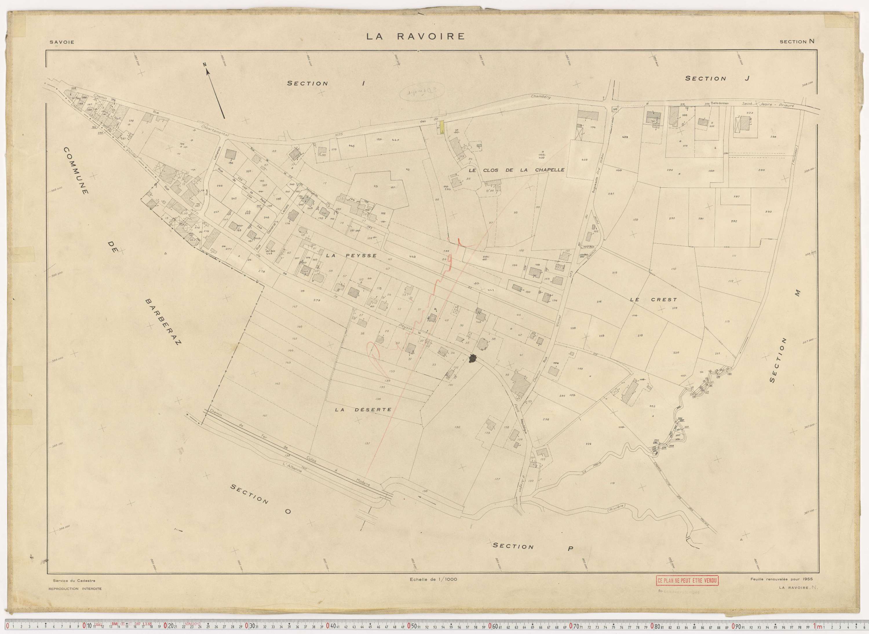 La Ravoire - Plans cadastraux du cadastre rénové en 1955 et mis à jour en 1988.