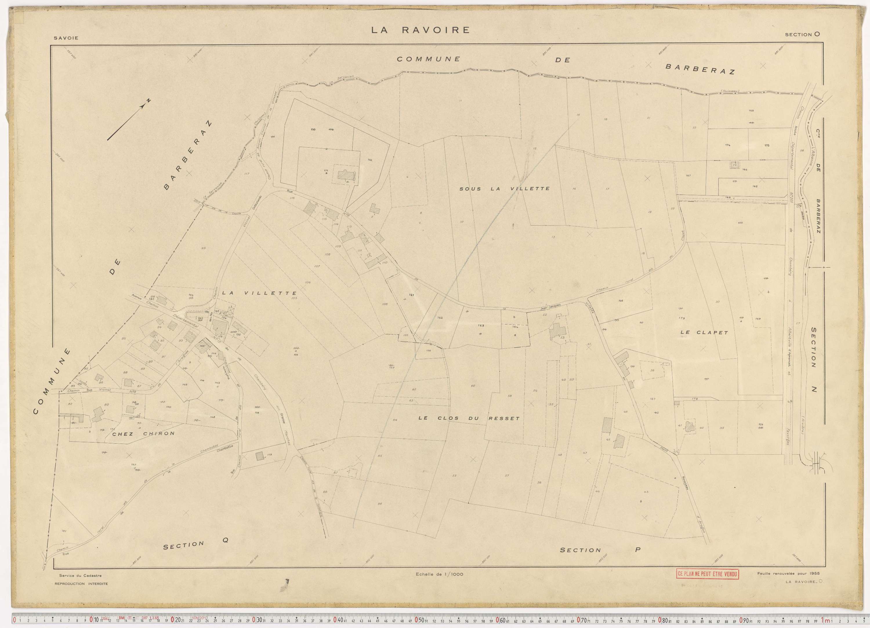 La Ravoire - Plans cadastraux du cadastre rénové en 1955 et mis à jour en 1988.