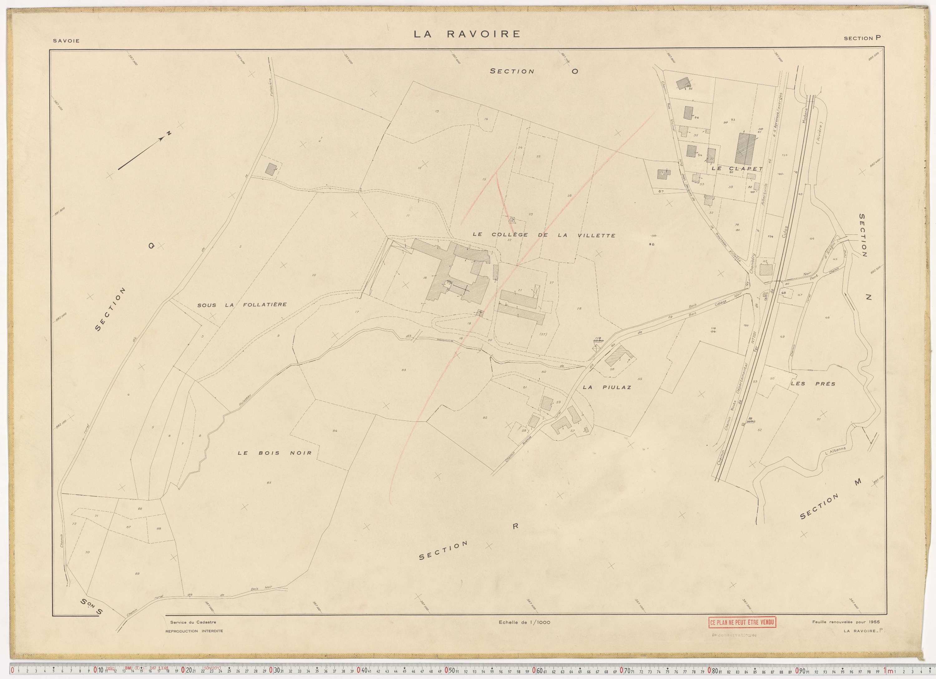 La Ravoire - Plans cadastraux du cadastre rénové en 1955 et mis à jour en 1988.