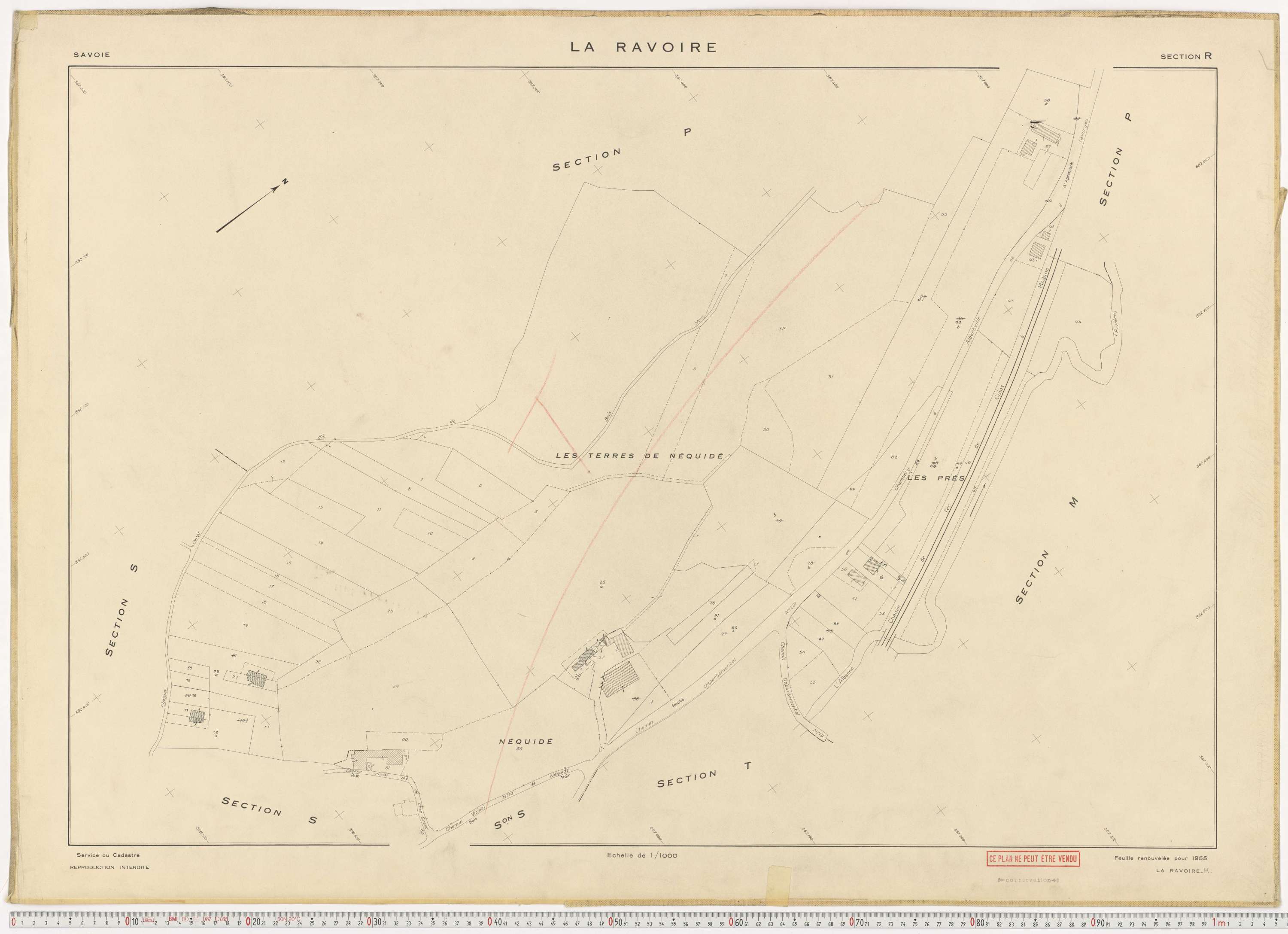 La Ravoire - Plans cadastraux du cadastre rénové en 1955 et mis à jour en 1988.
