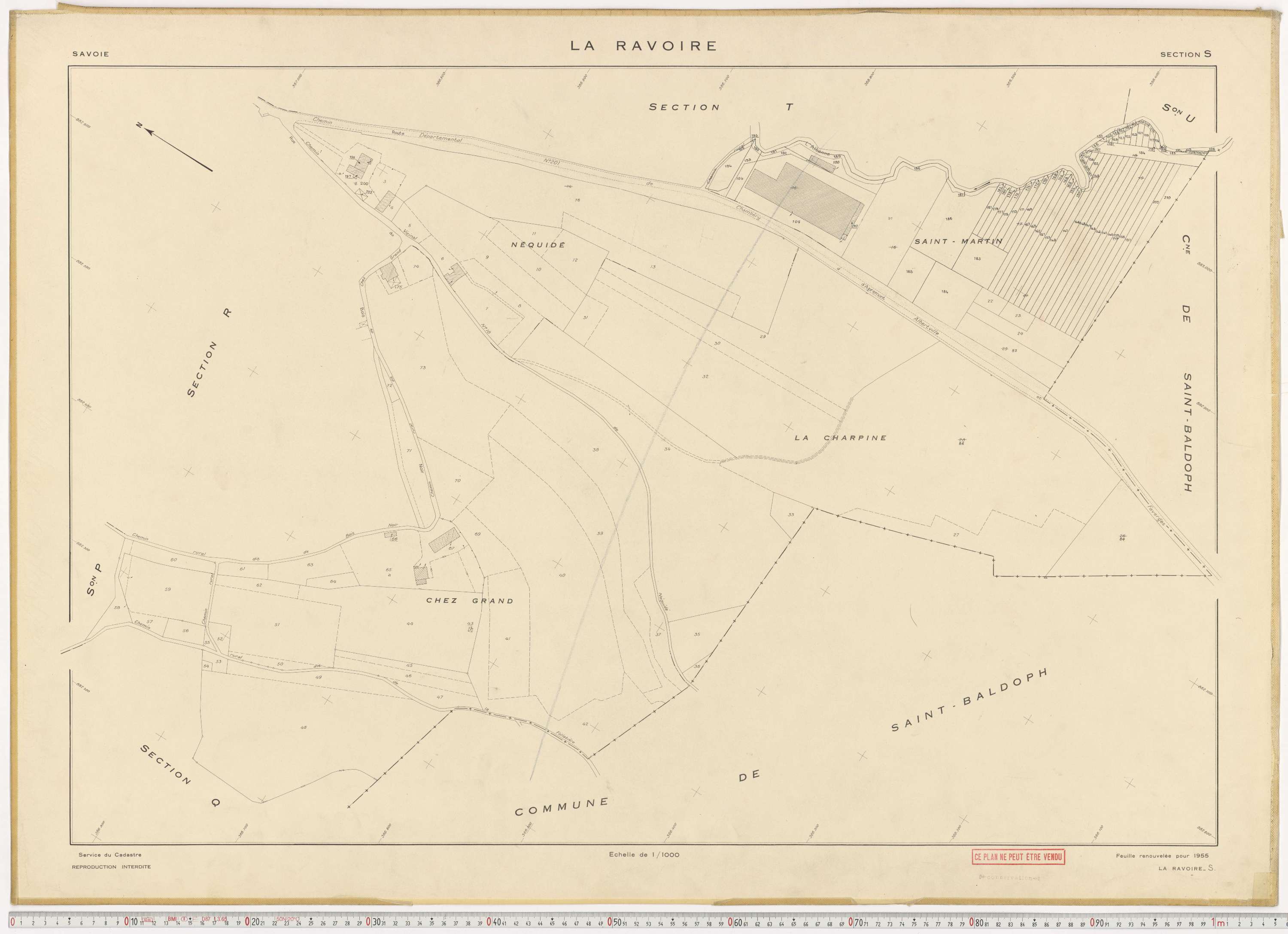 La Ravoire - Plans cadastraux du cadastre rénové en 1955 et mis à jour en 1988.