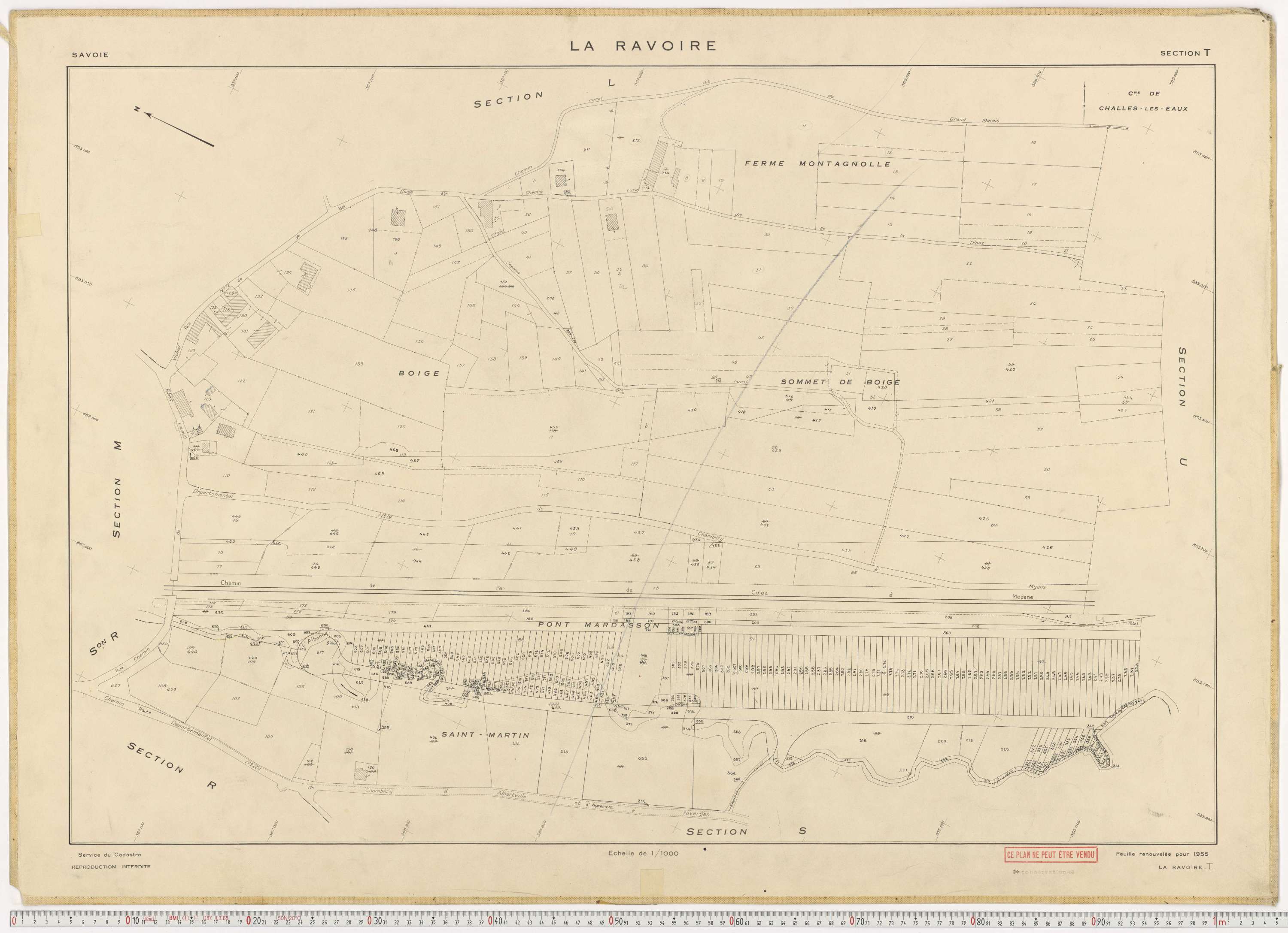 La Ravoire - Plans cadastraux du cadastre rénové en 1955 et mis à jour en 1988.