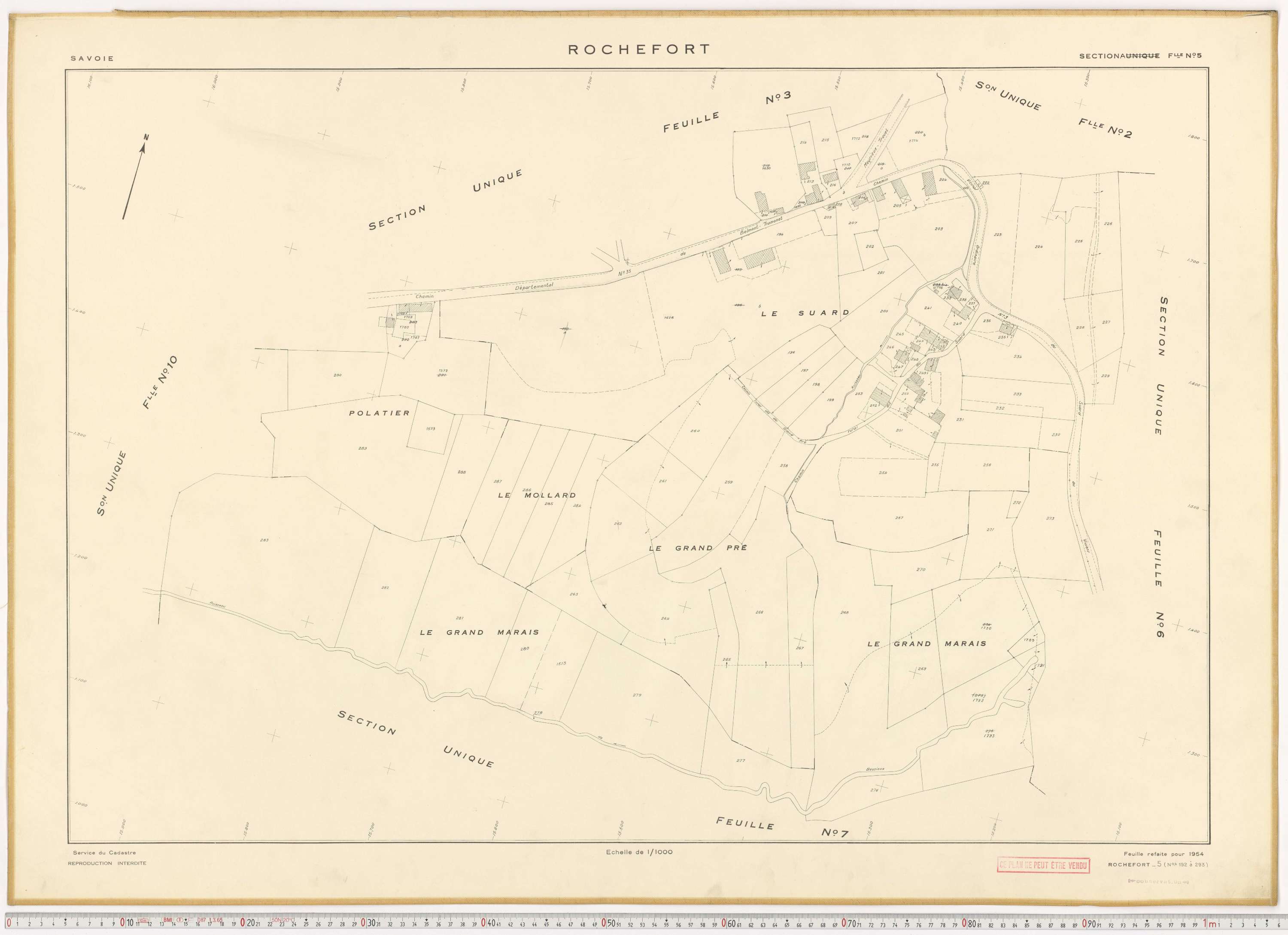 Rochefort - Plans cadastraux du cadastre rénové en 1954 et mis à jour en 1988.