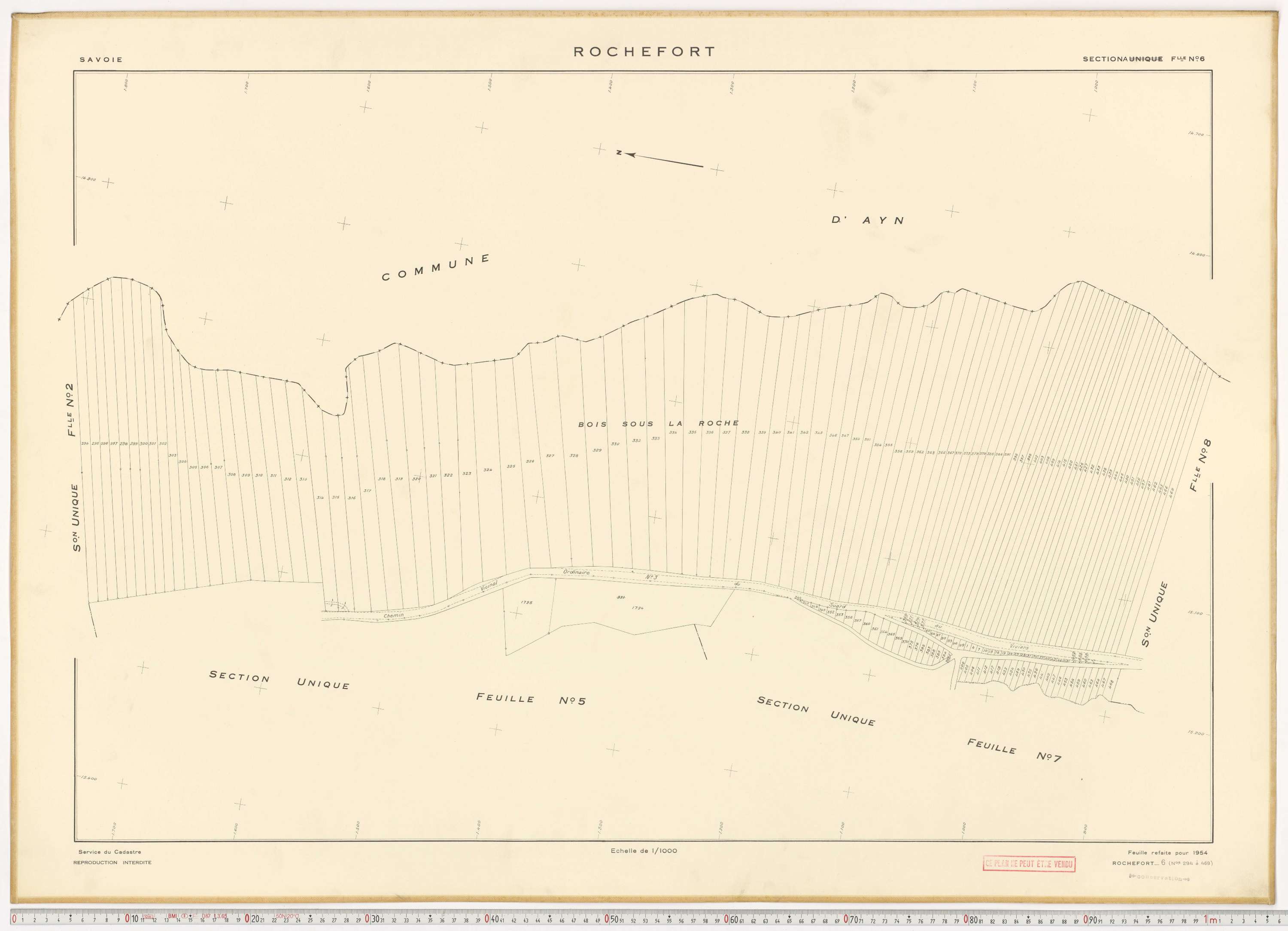 Rochefort - Plans cadastraux du cadastre rénové en 1954 et mis à jour en 1988.