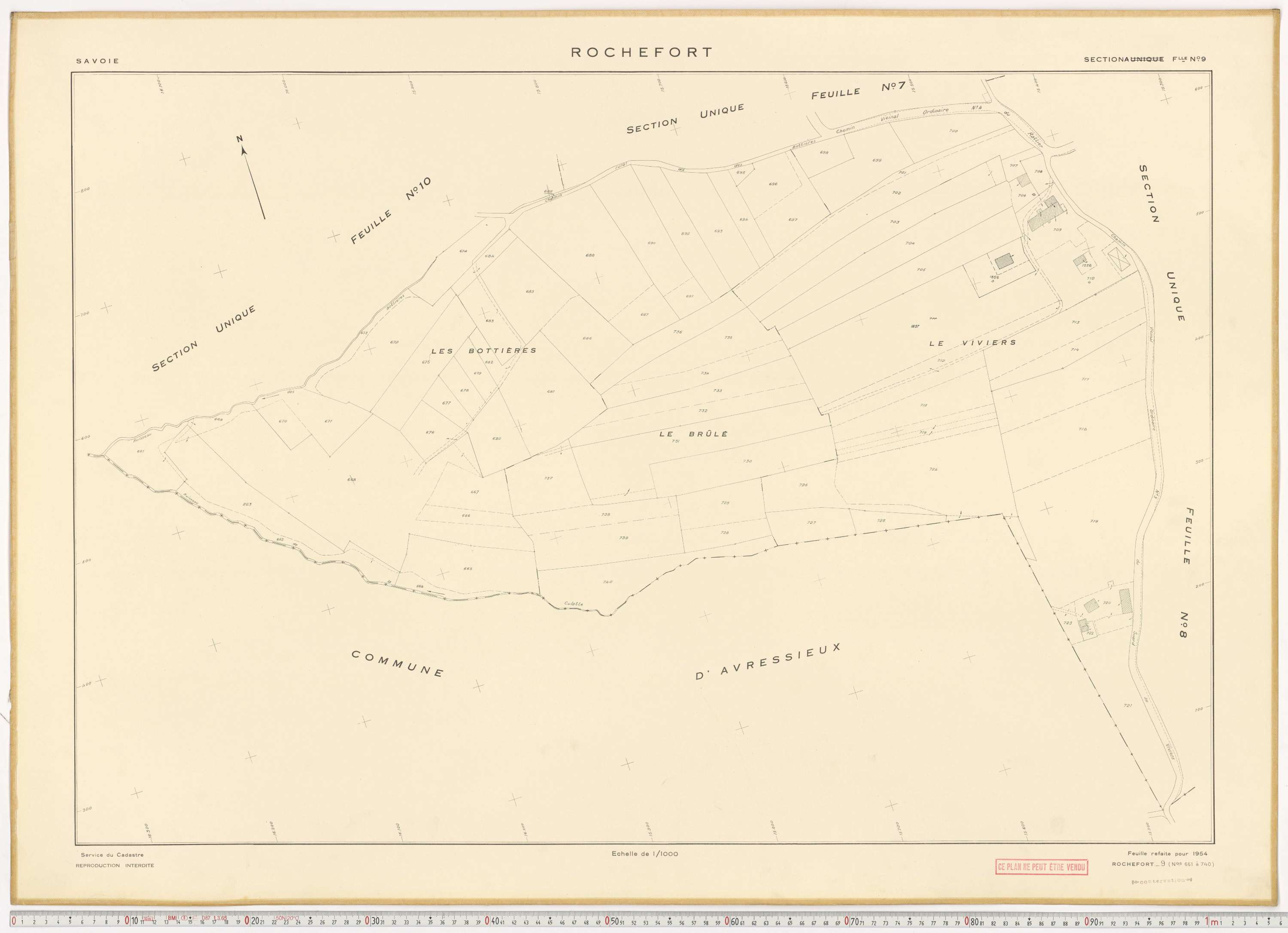 Rochefort - Plans cadastraux du cadastre rénové en 1954 et mis à jour en 1988.